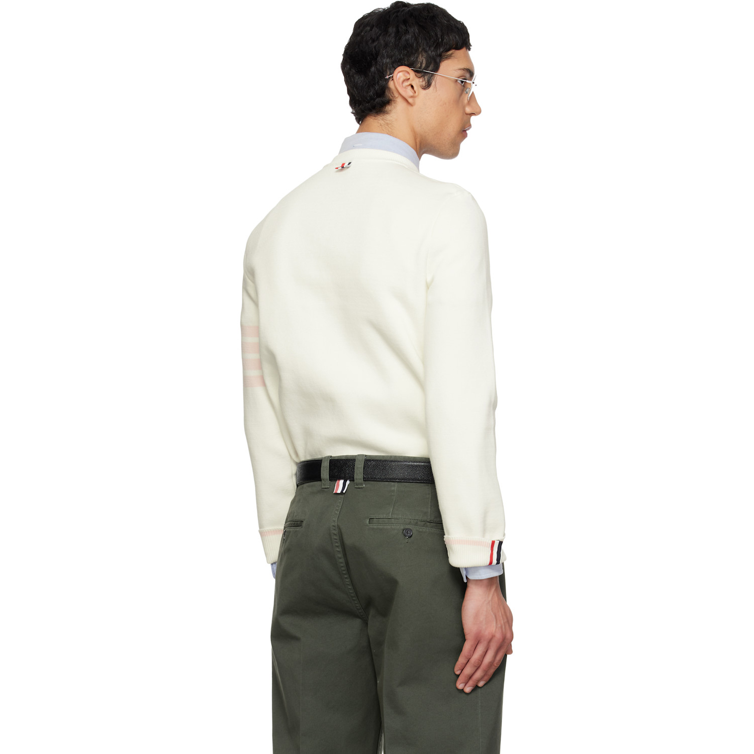  Thom Browne Off-white Milano Stitch 4-bar Sweatshirt 