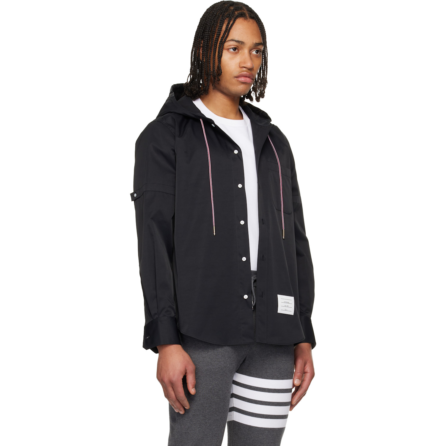  Thom Browne Black Hooded Nylon Armband Shirt 