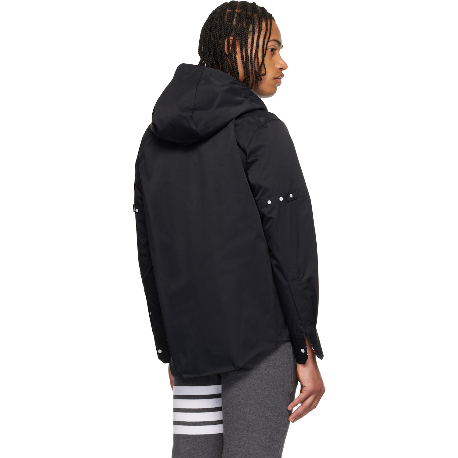  Thom Browne Black Hooded Nylon Armband Shirt 