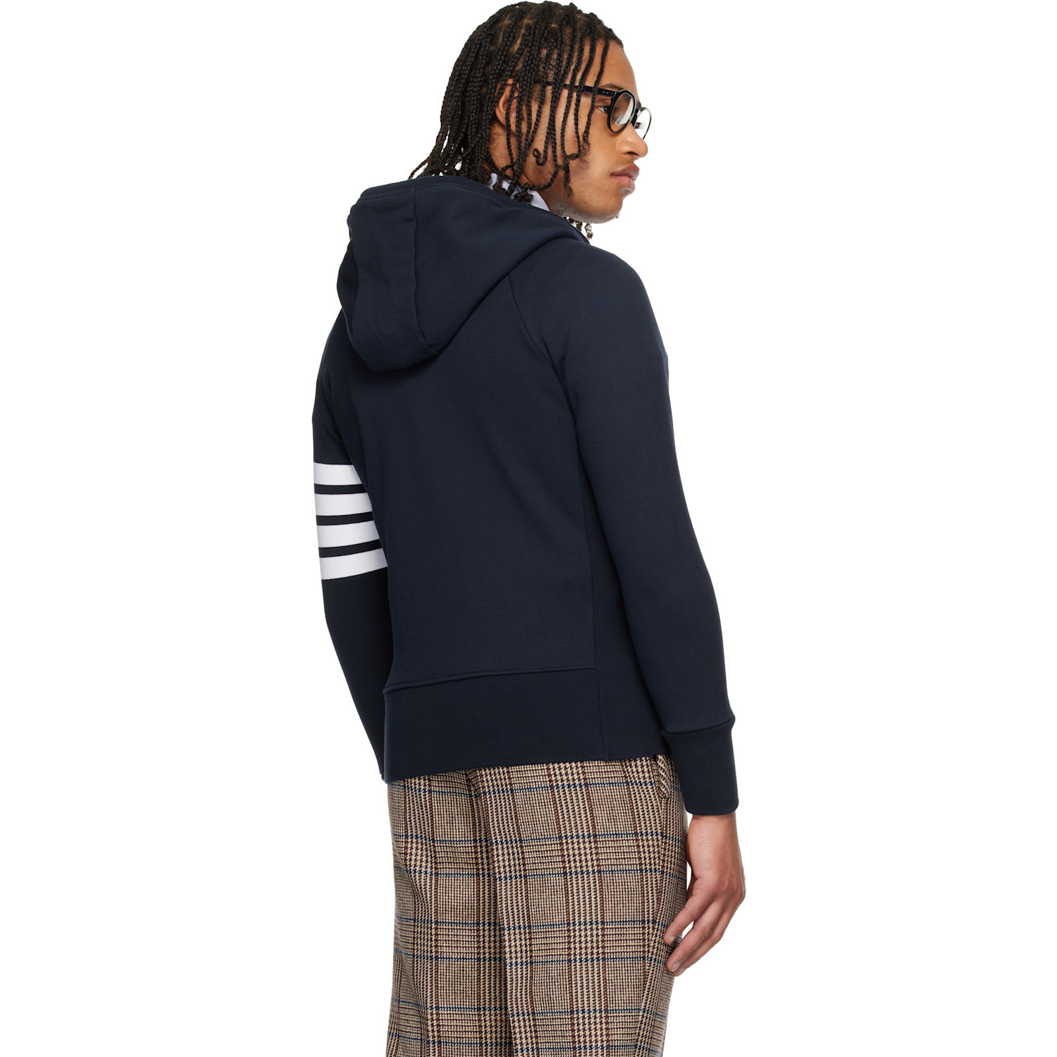  Thom Browne Navy Classic Loopback 4-bar Full Zip Hoodie 