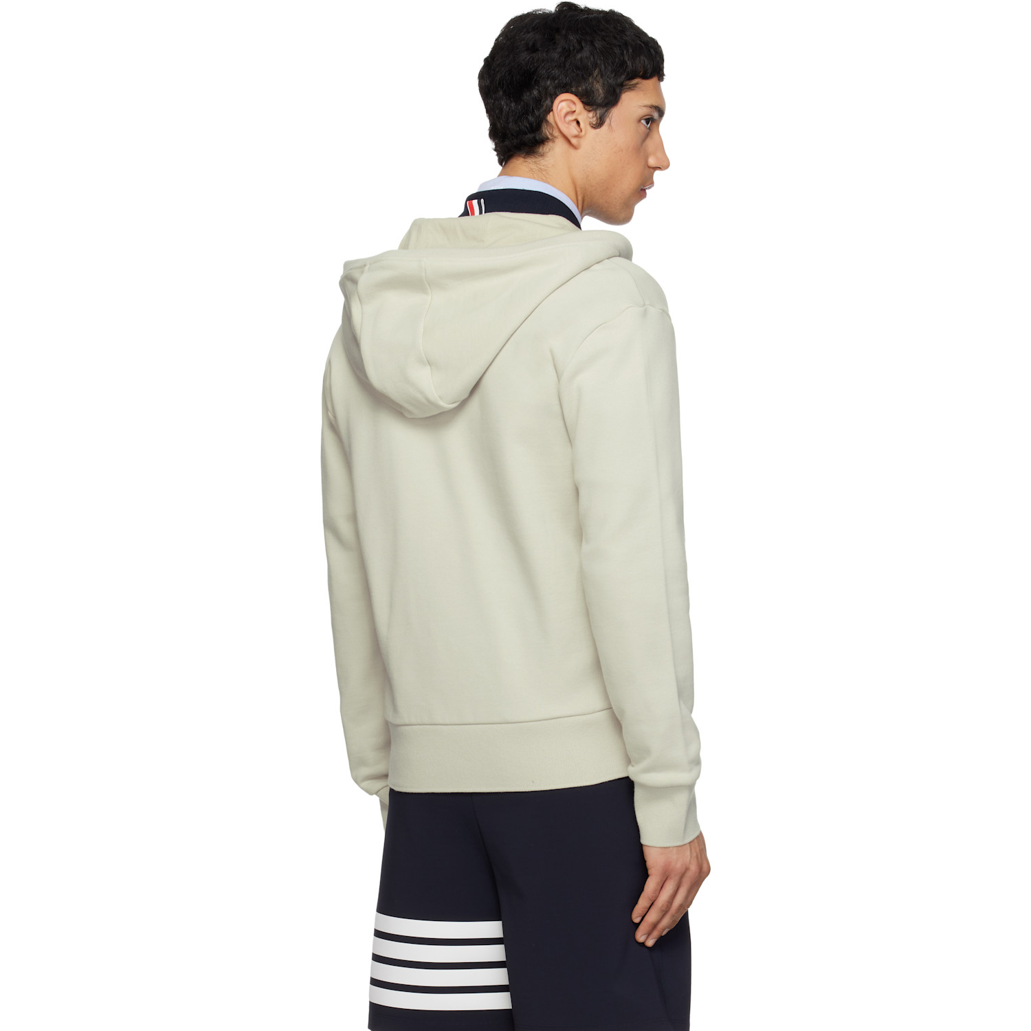  Thom Browne Beige Loopback Jersey 4-bar Zip Up Hoodie 