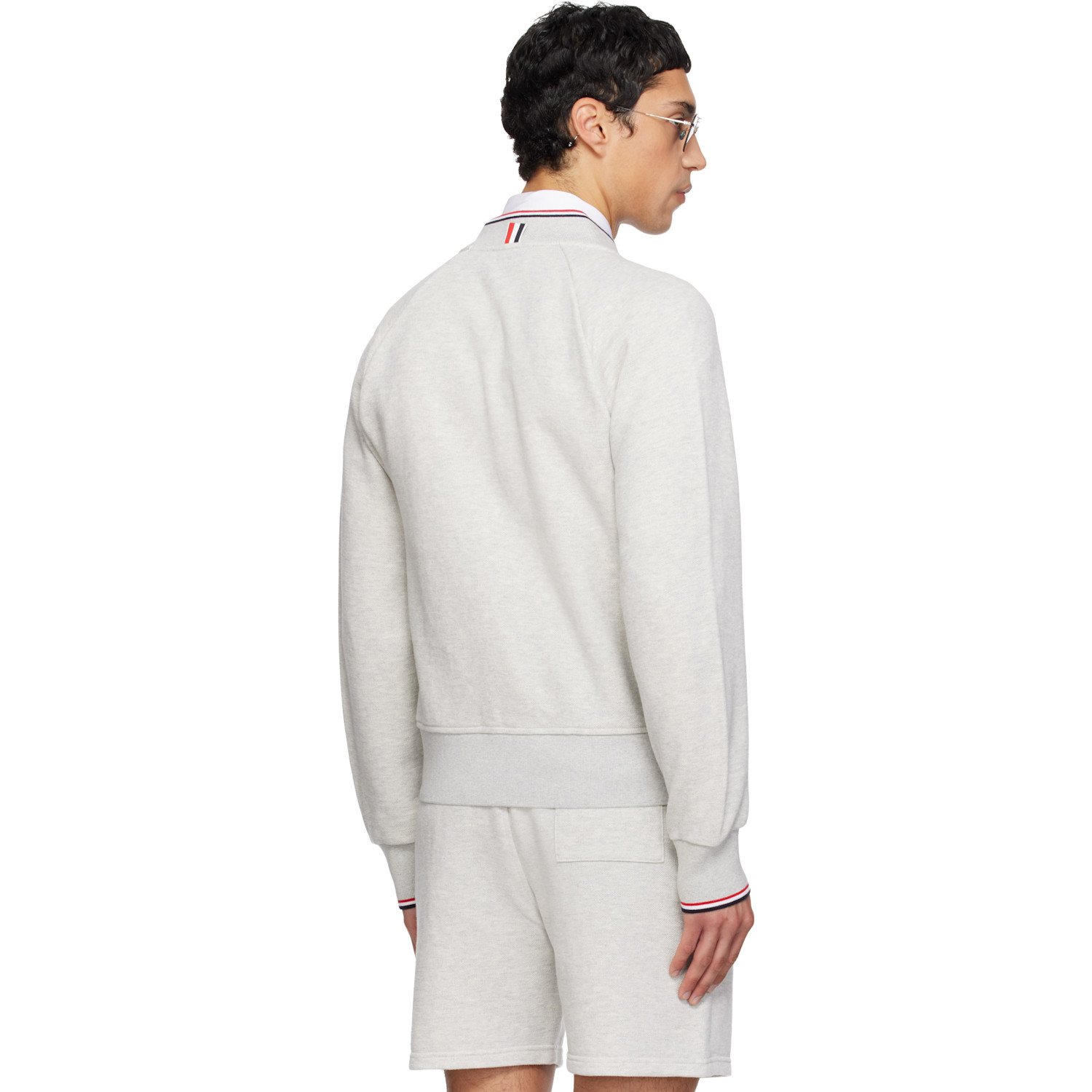  Thom Browne Gray Pique Loopback Bomber Sweatshirt 