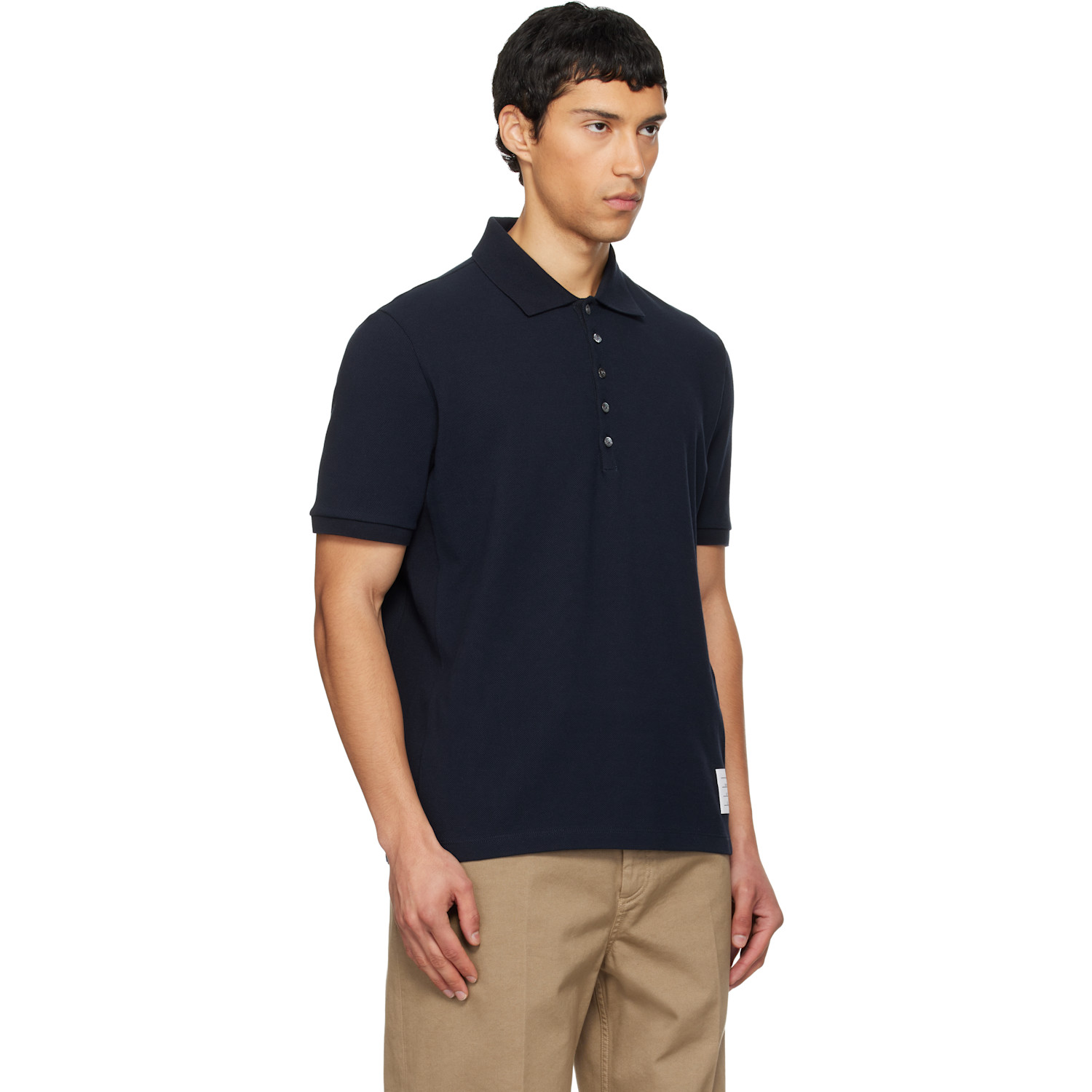  Thom Browne Navy Classic Pique 4-bar Polo 