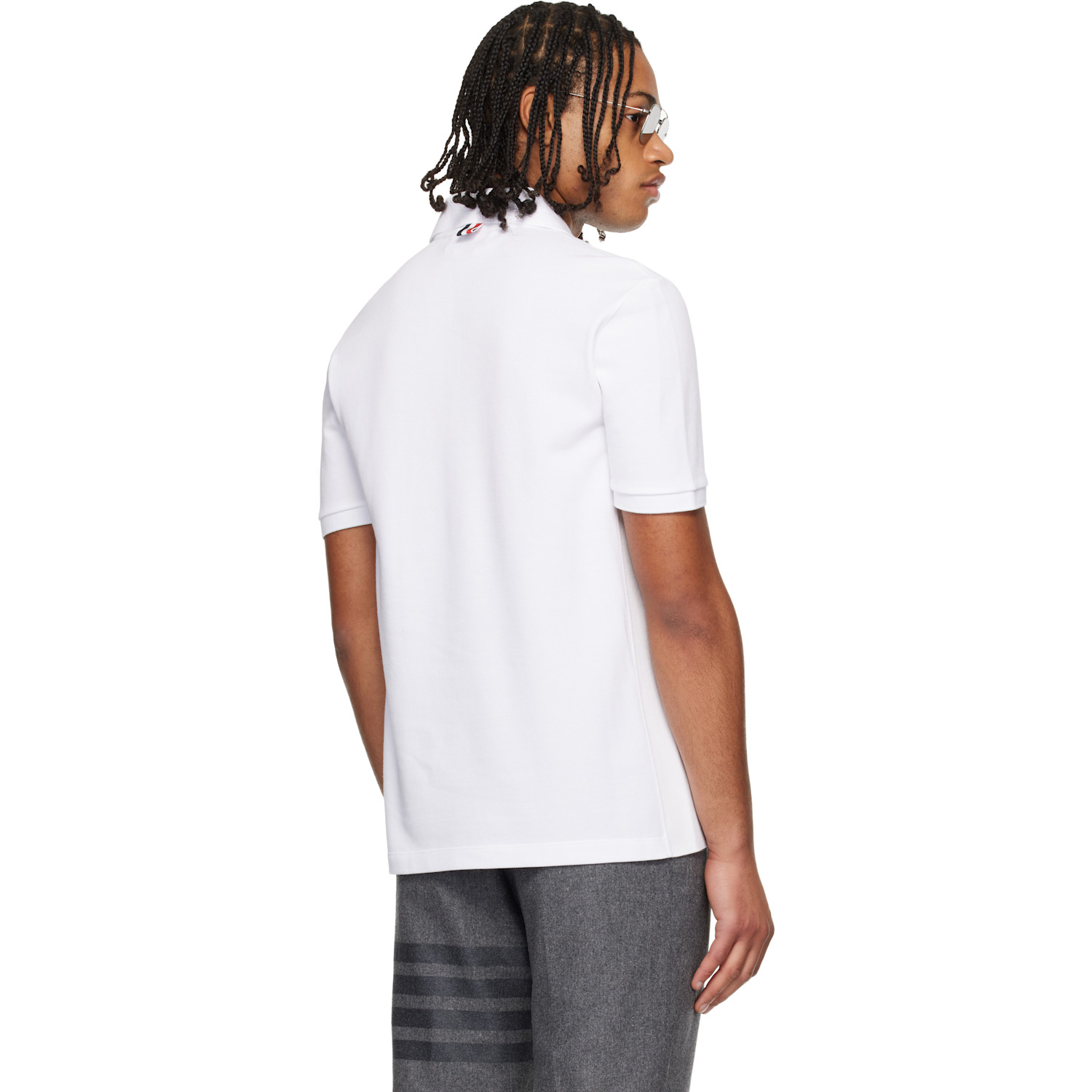  Thom Browne White Classic Pique 4-bar Polo 