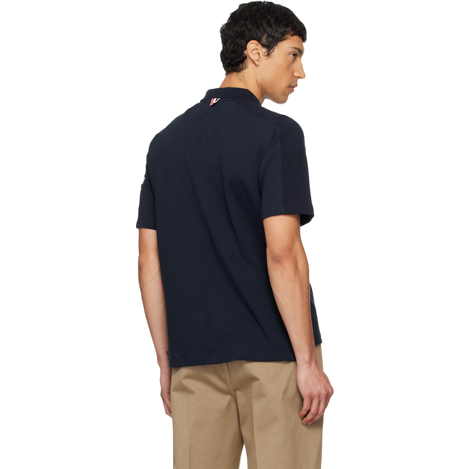  Thom Browne Navy Milano Cotton 4-bar Polo 