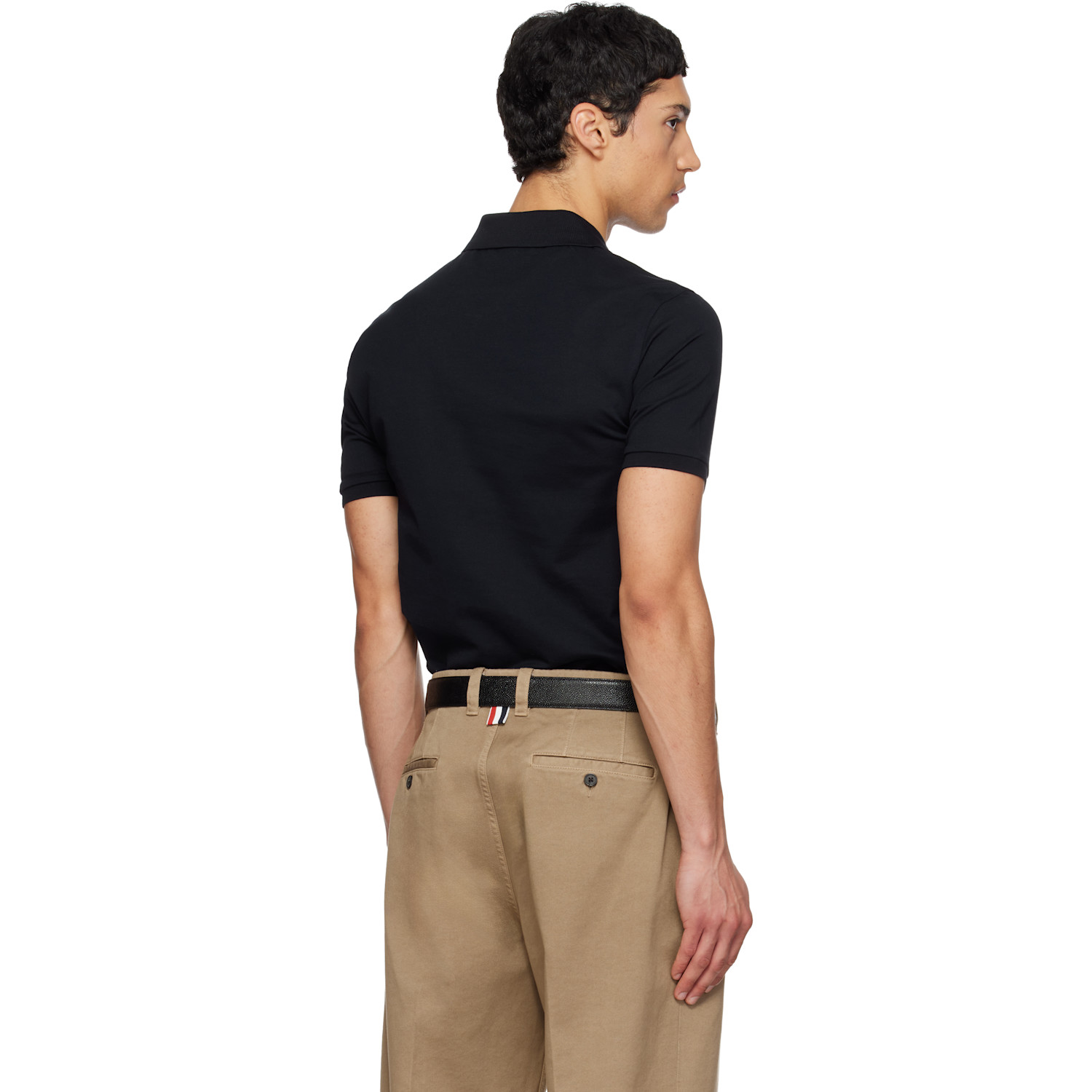  Thom Browne Navy Pique Pocket Polo 