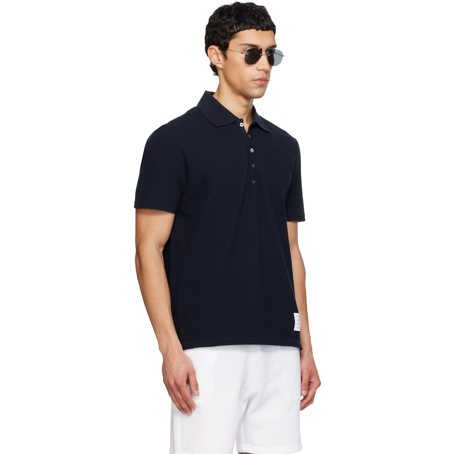  Thom Browne Navy Classic Pique Stripe Relaxed Polo 