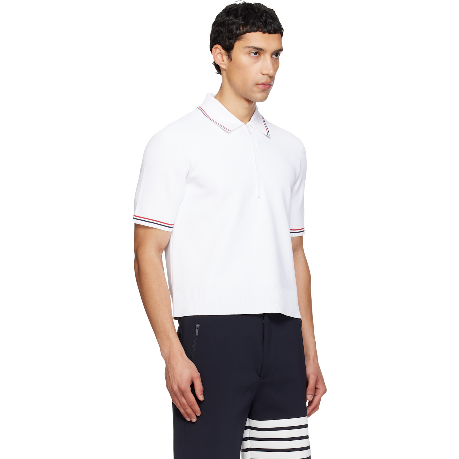  Thom Browne White Stretch Viscose Tennis Polo 