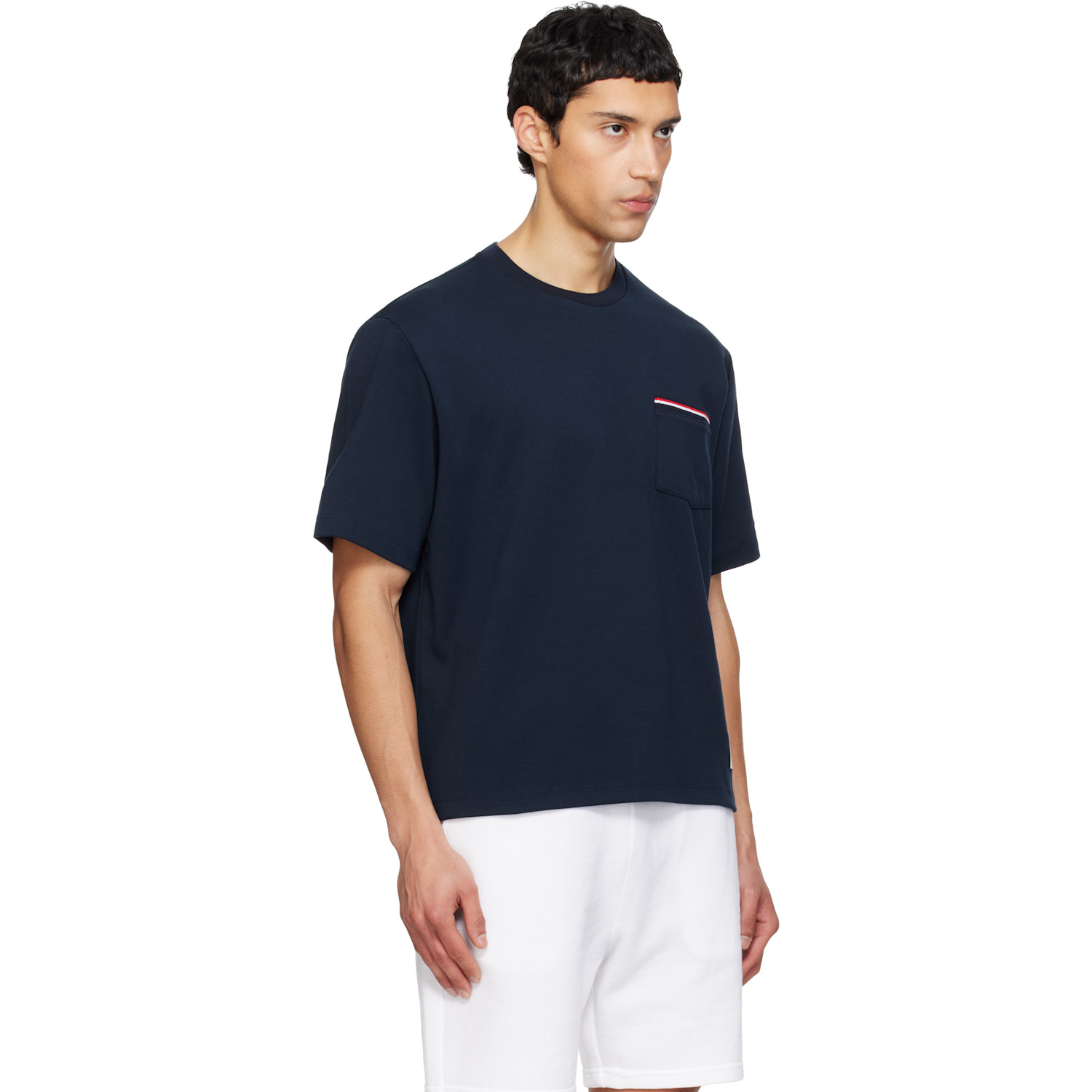  Thom Browne Navy Milano Cotton Oversized Pocket T-shirt 