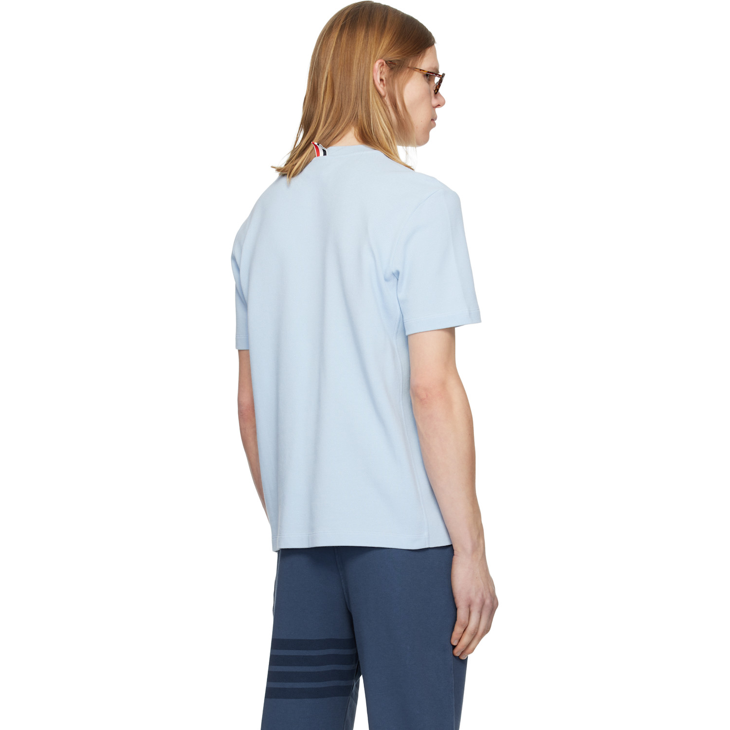  Thom Browne Blue Classic Pique 4-bar T-shirt 