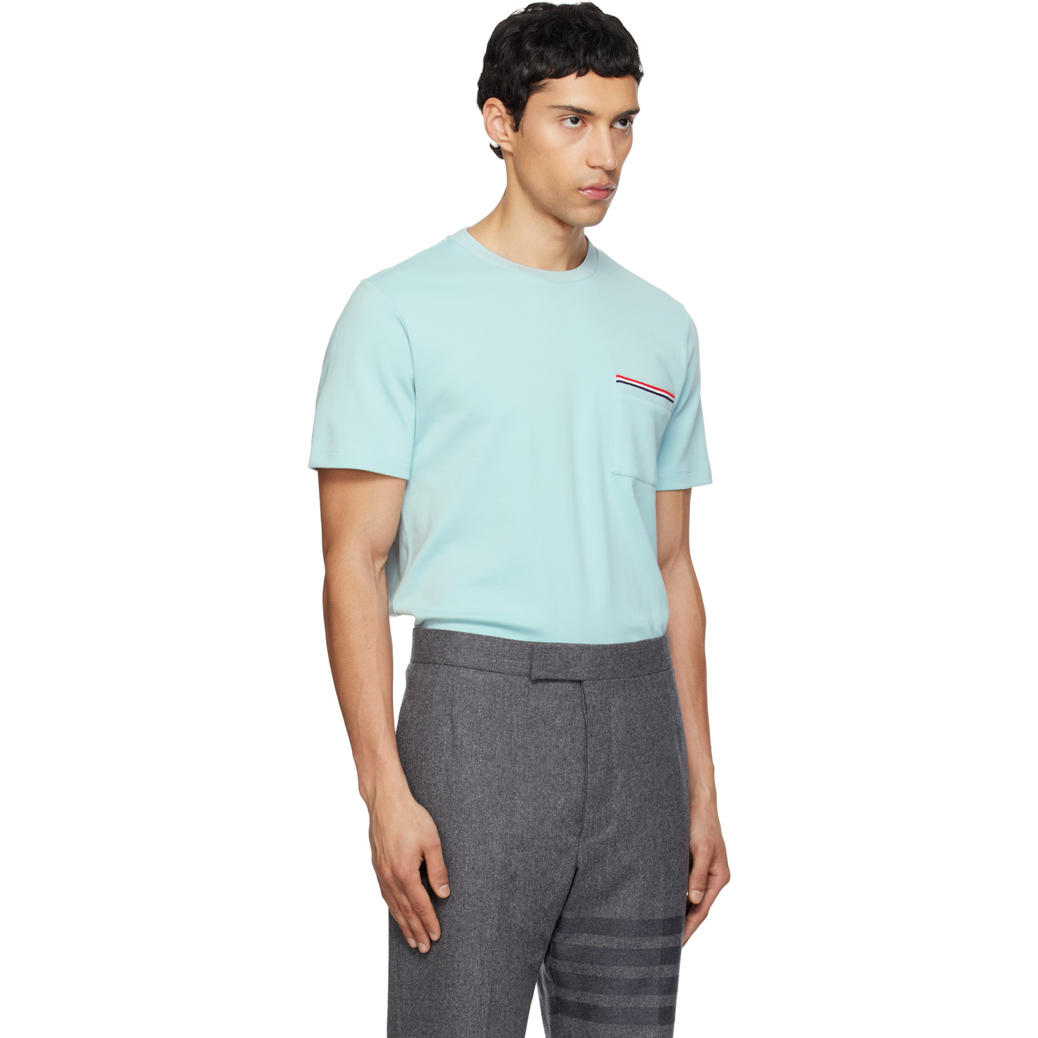  Thom Browne Blue Milano Cotton Oversized Pocket T-shirt 