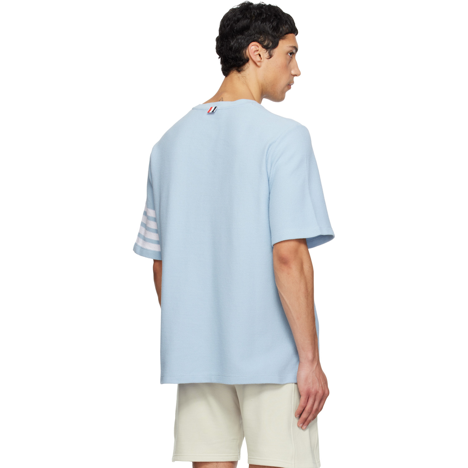  Thom Browne Blue Textured Pique 4-bar T-shirt 