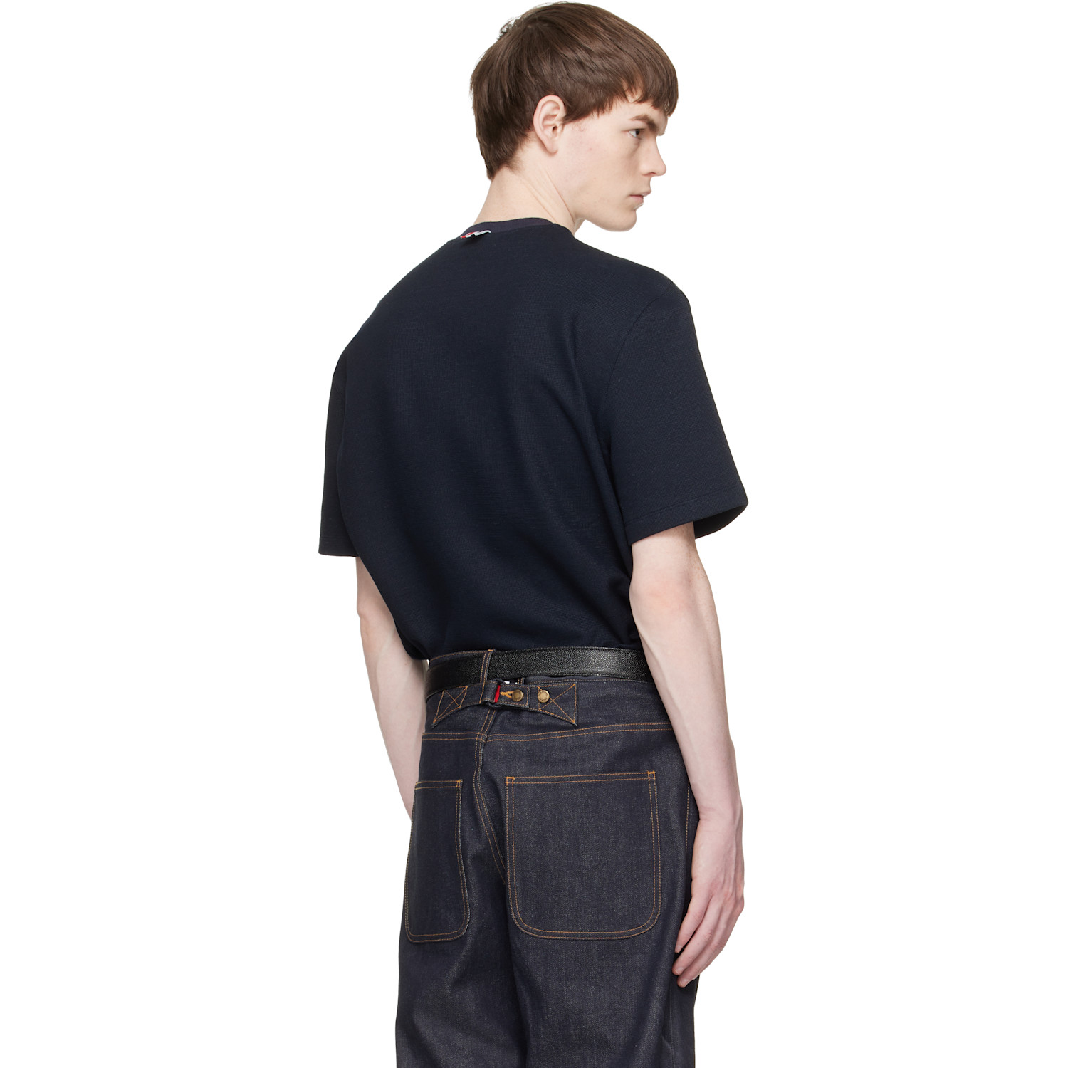  Thom Browne Navy Short Sleeve Pocket T-shirt 