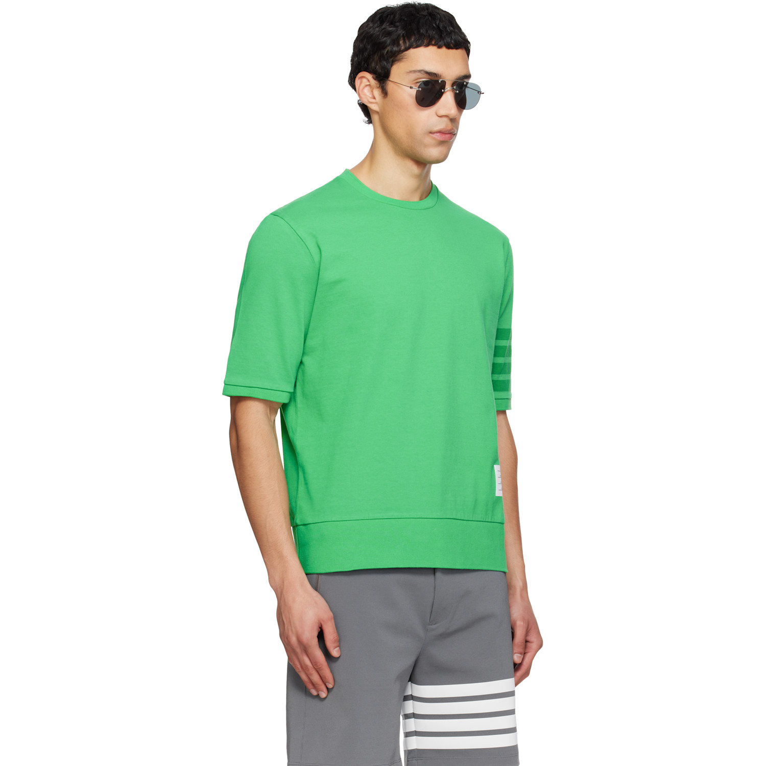  Thom Browne Green Cotton Jersey 4-bar T-shirt 