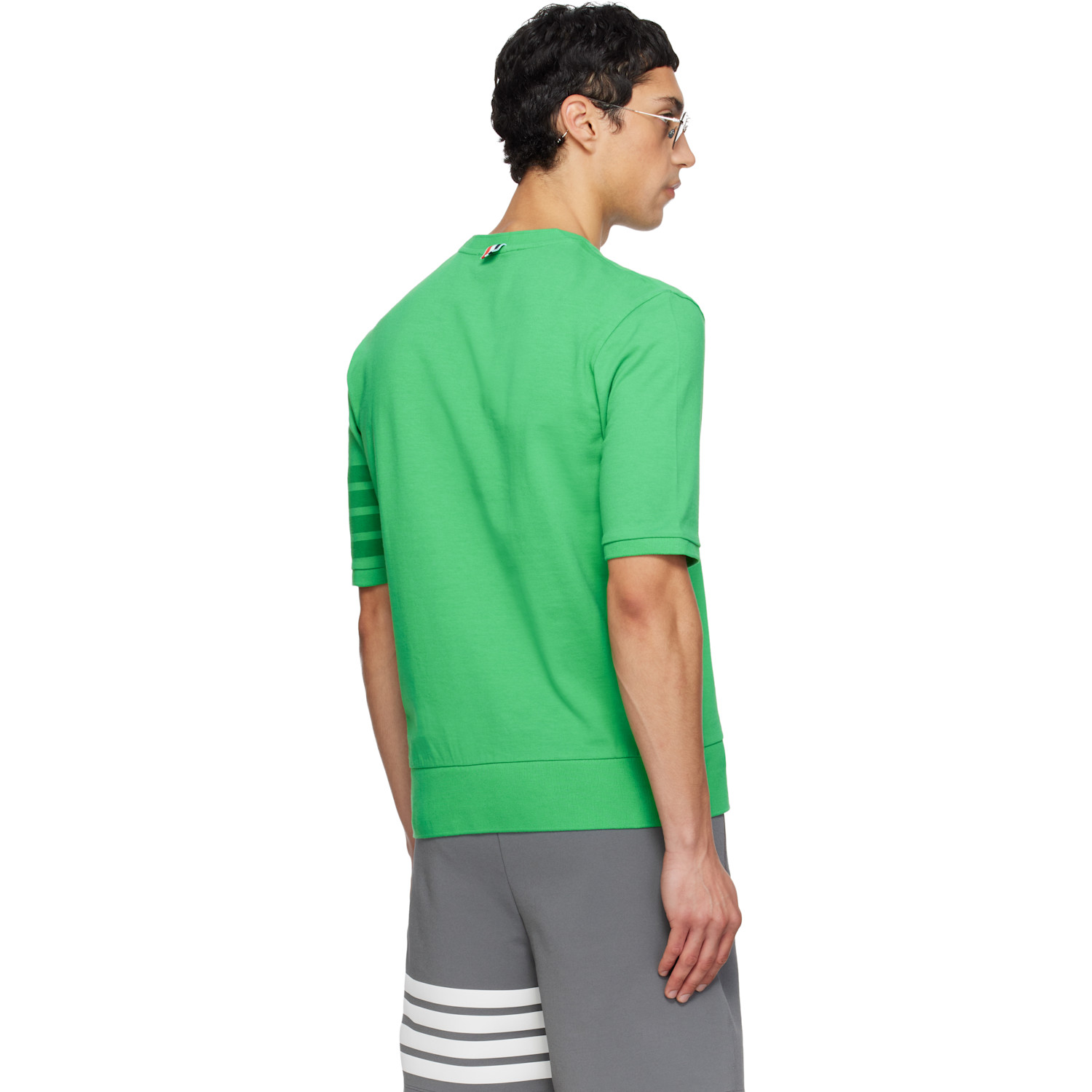  Thom Browne Green Cotton Jersey 4-bar T-shirt 