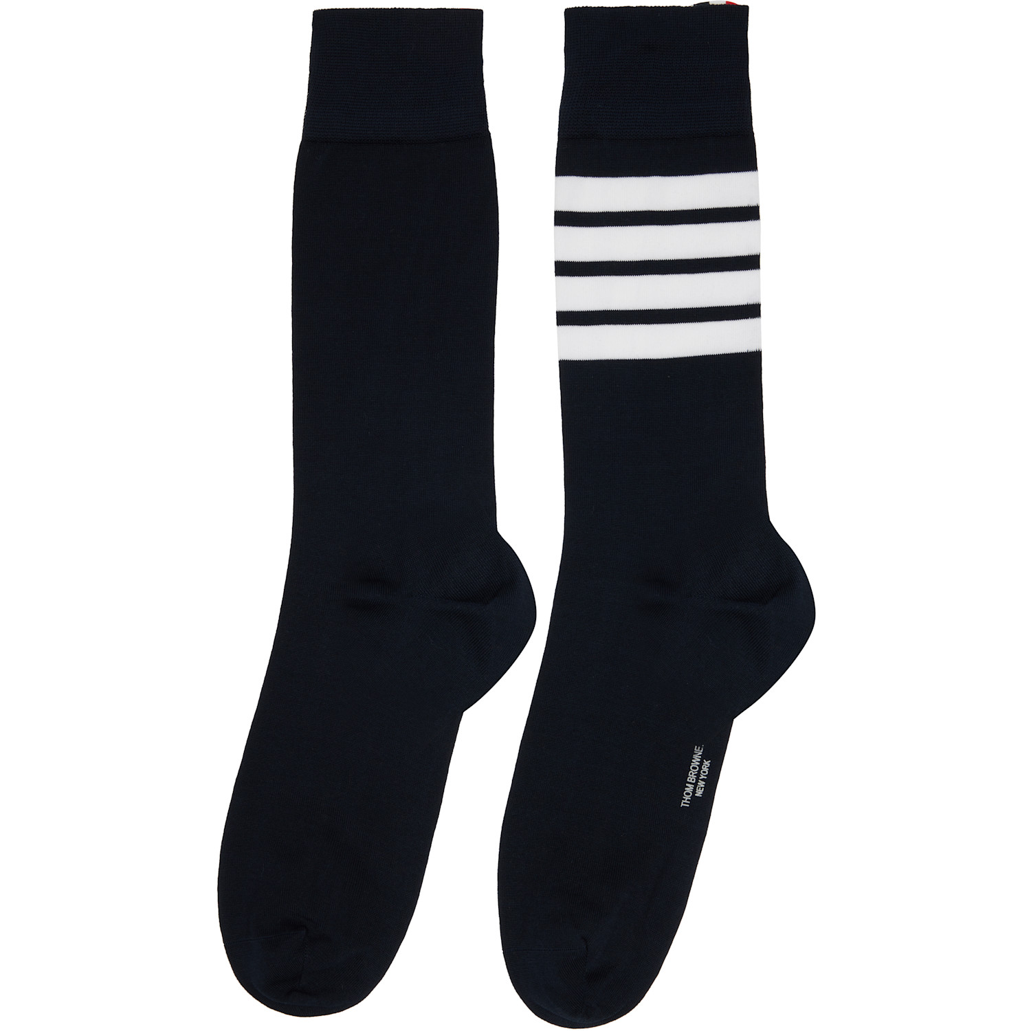  Thom Browne Navy Cotton 4-bar Mid Calf Socks 