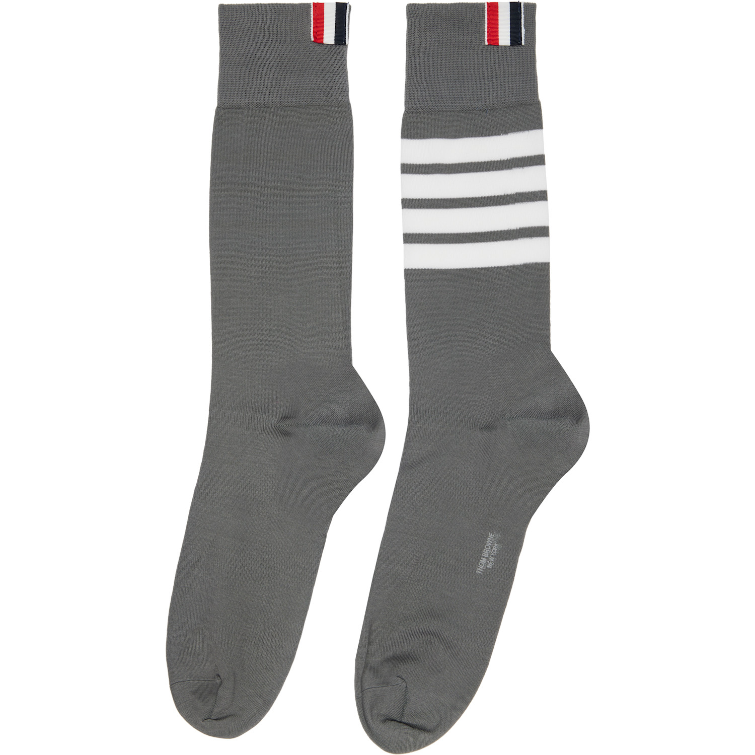  Thom Browne Gray Cotton 4-bar Mid Calf Socks 