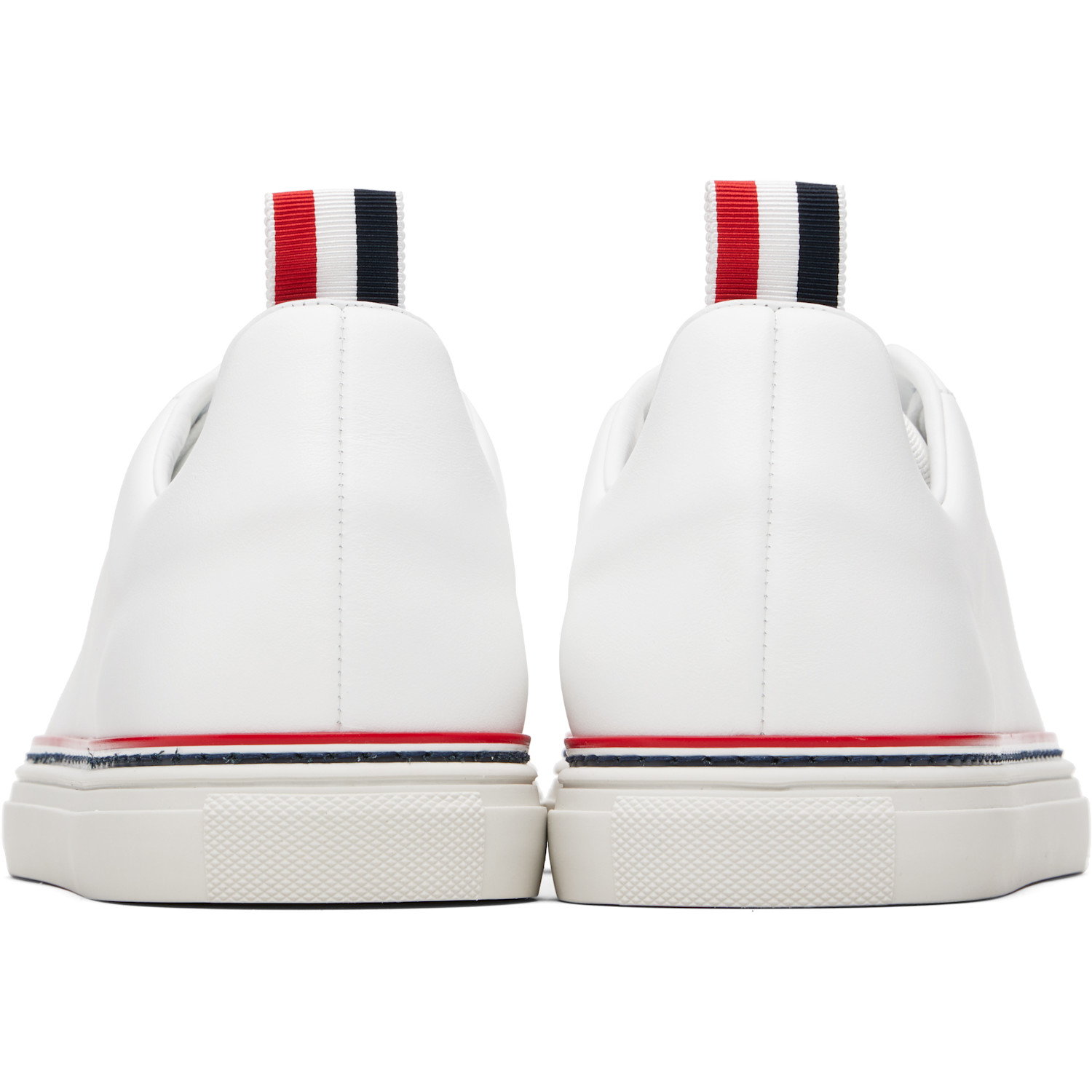  Thom Browne White Vitello Calf Tennis Sneakers 