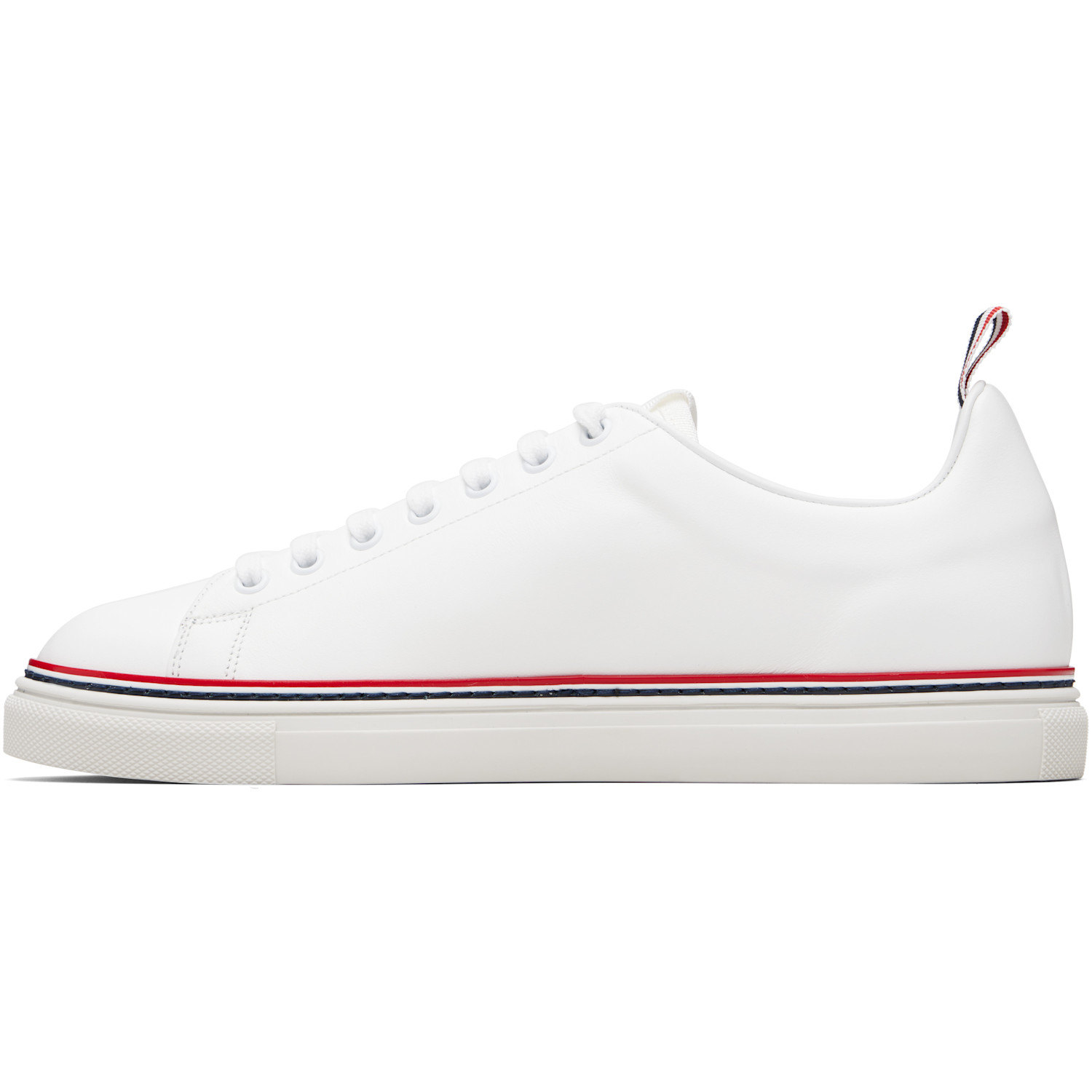  Thom Browne White Vitello Calf Tennis Sneakers 