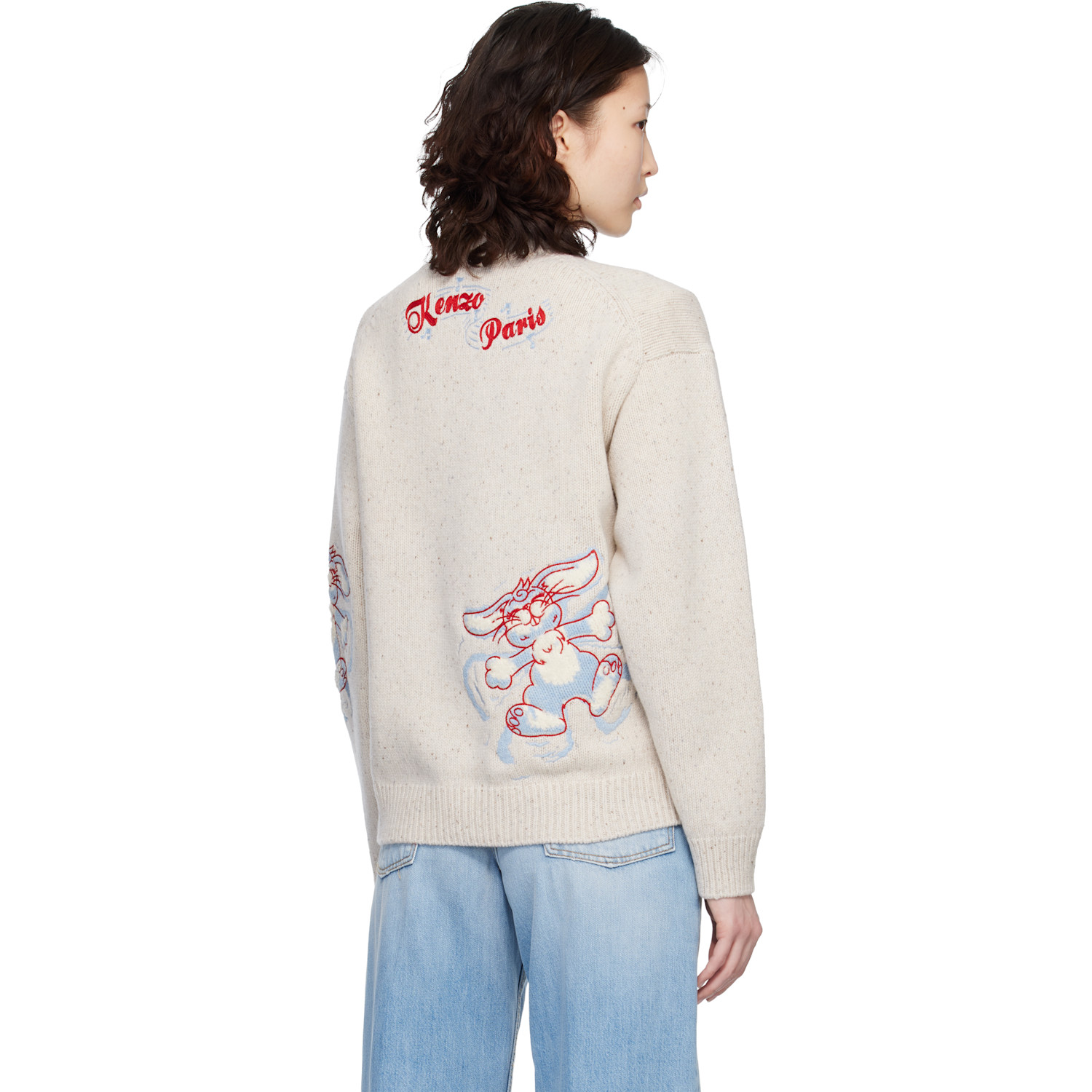  Kenzo Off-white Kenzo Paris 'kenzo Winter Holidays' Embroidered Sweater 