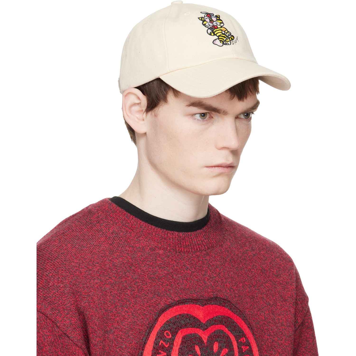  Kenzo Off-white Kenzo Paris 'kenzo Cartoon' Embroidered Cap 