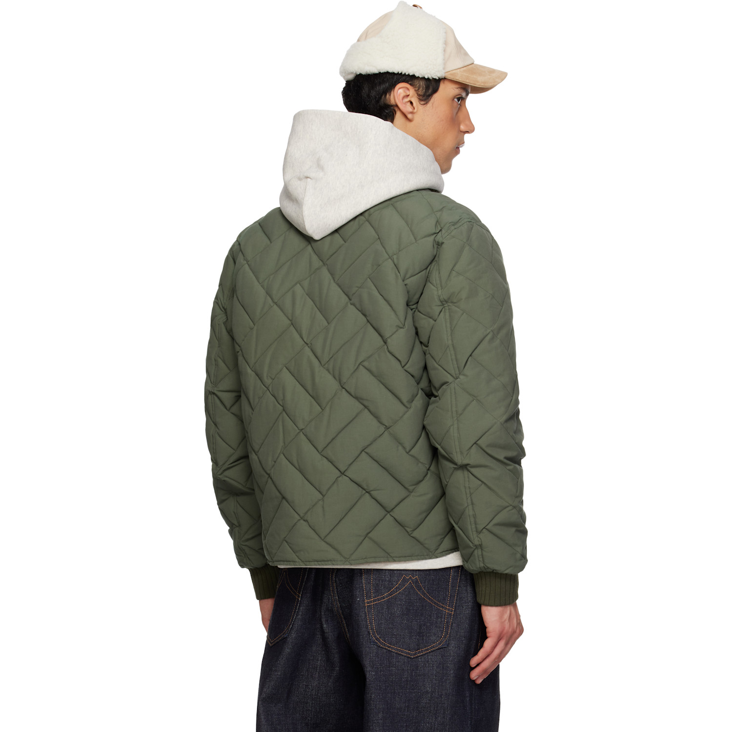  Kenzo Khaki Kenzo Paris 'kenzo Weave' Quilted Down Bomber Jacket 