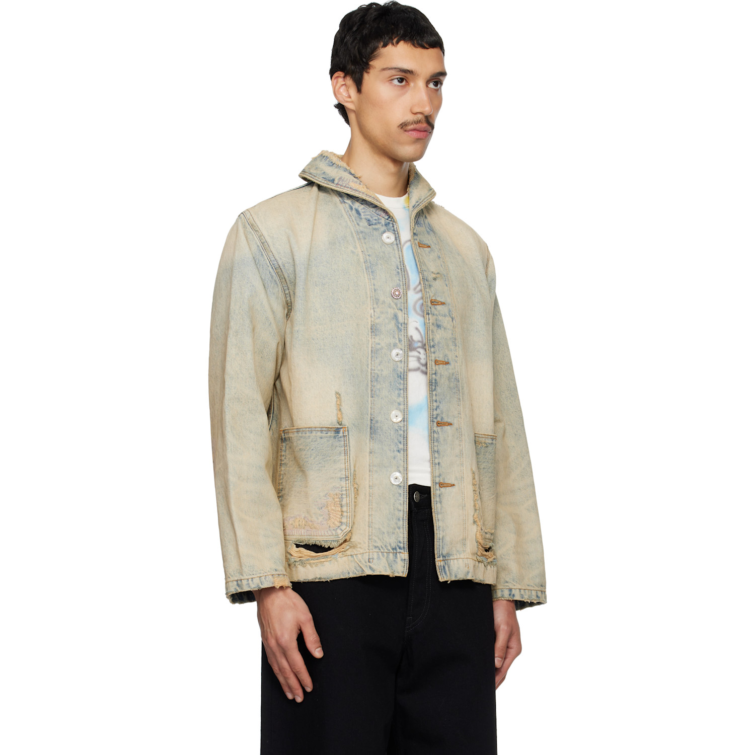  Kenzo Blue Kenzo Paris Shawl Chore Denim Jacket 