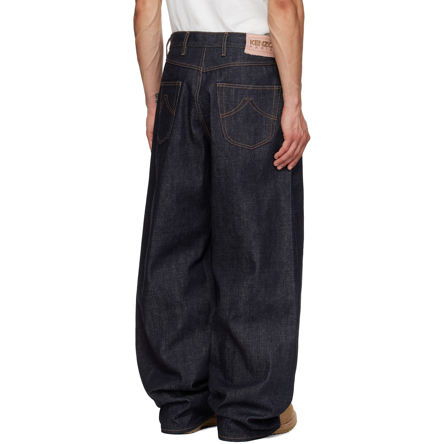  Kenzo Indigo Turn Up Wide Fit Jeans 