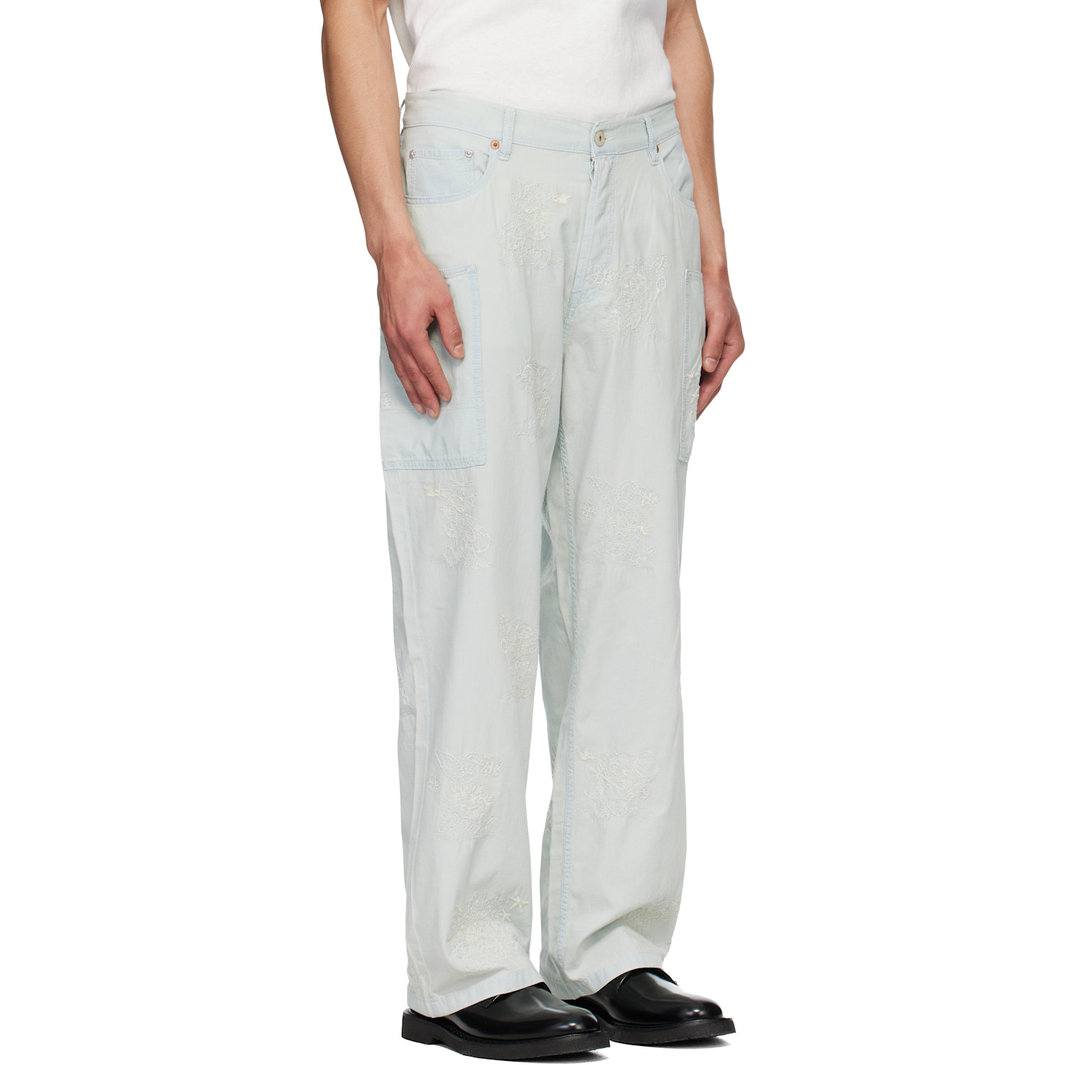  Kenzo Blue Kenzo Paris 'kenzo Cartoon' Embroidered Cargo Pants 