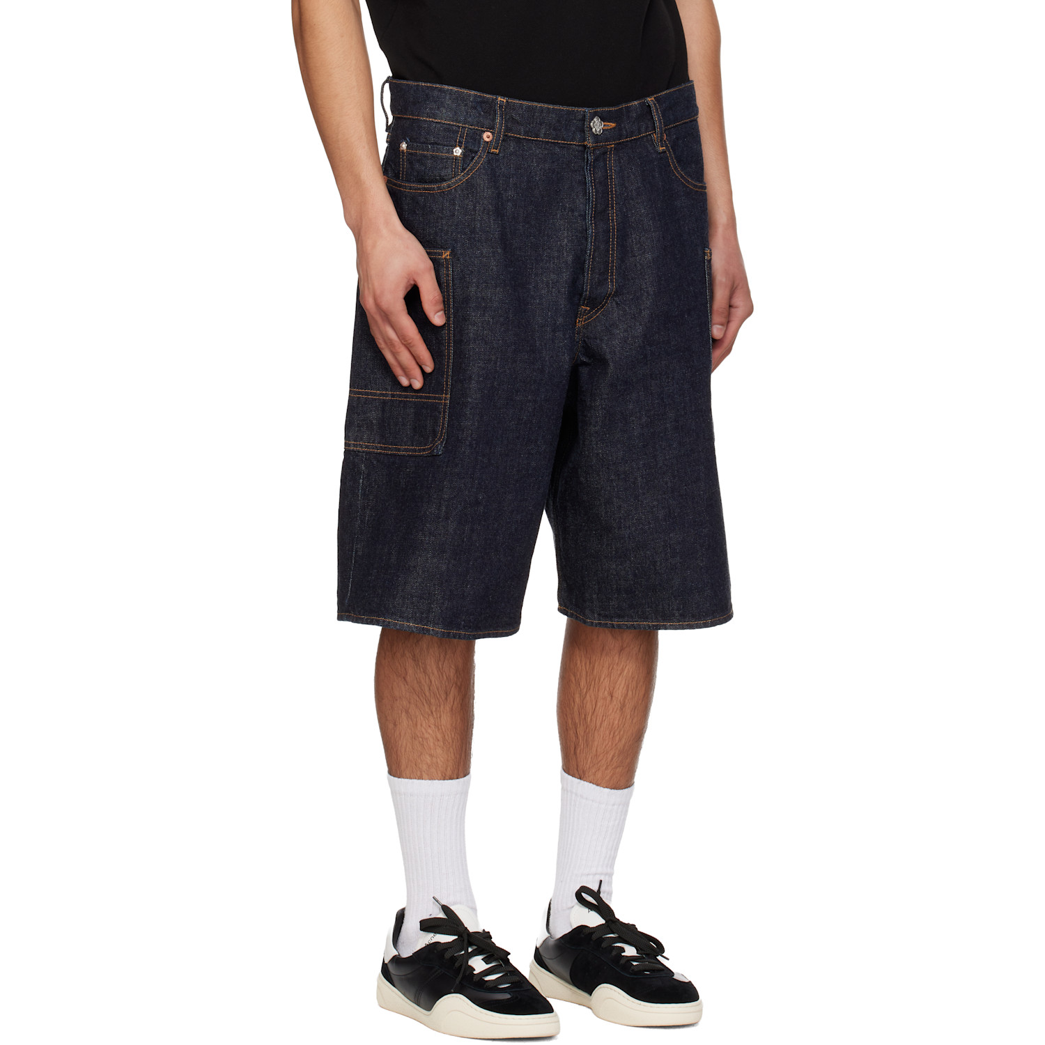  Kenzo Navy Kenzo Paris Cargo Monkey Fit Denim Shorts 