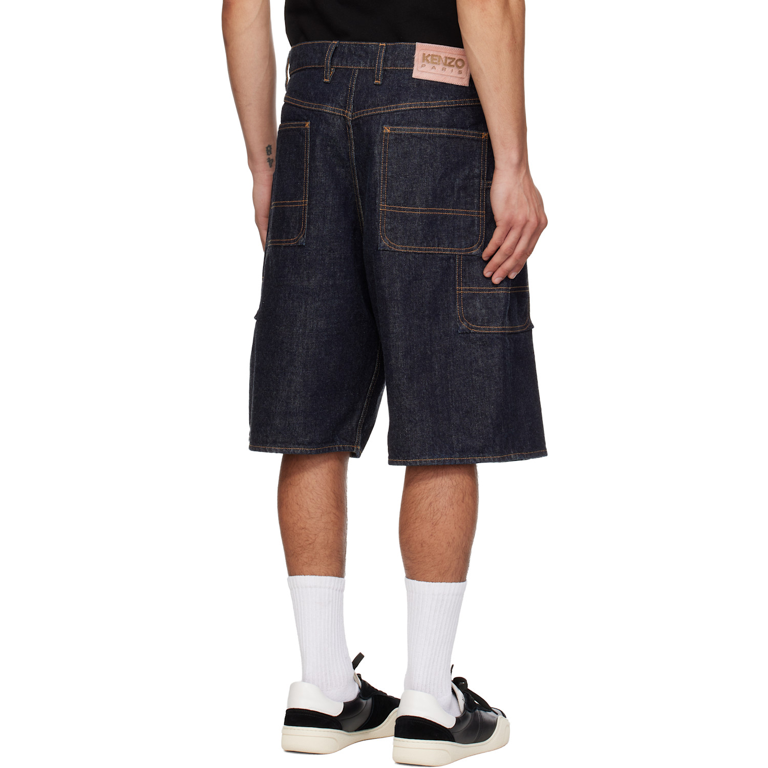  Kenzo Navy Kenzo Paris Cargo Monkey Fit Denim Shorts 
