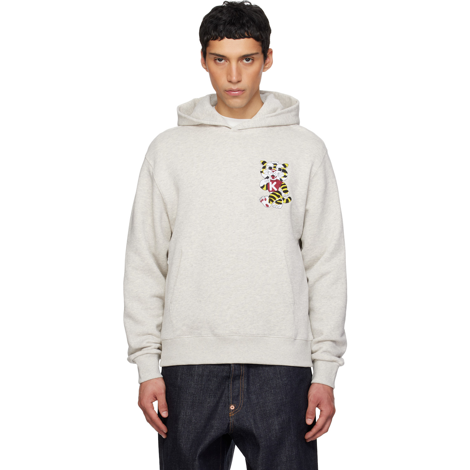 Kenzo Gray Kenzo Paris 'KENZO Wild Tiger' Embroidered Hoodie