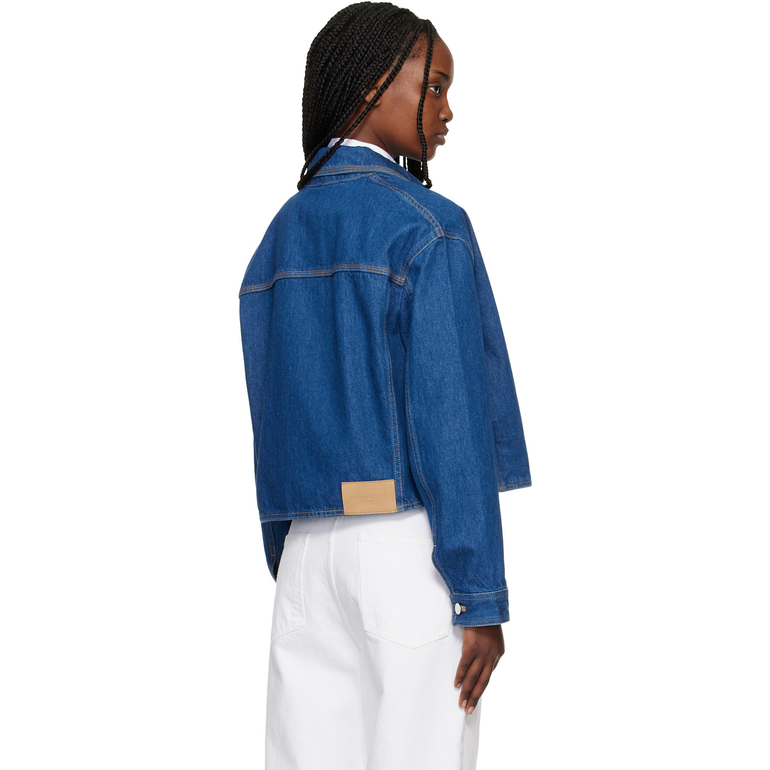  Maison Kitsuné Blue Cropped Denim Jacket 