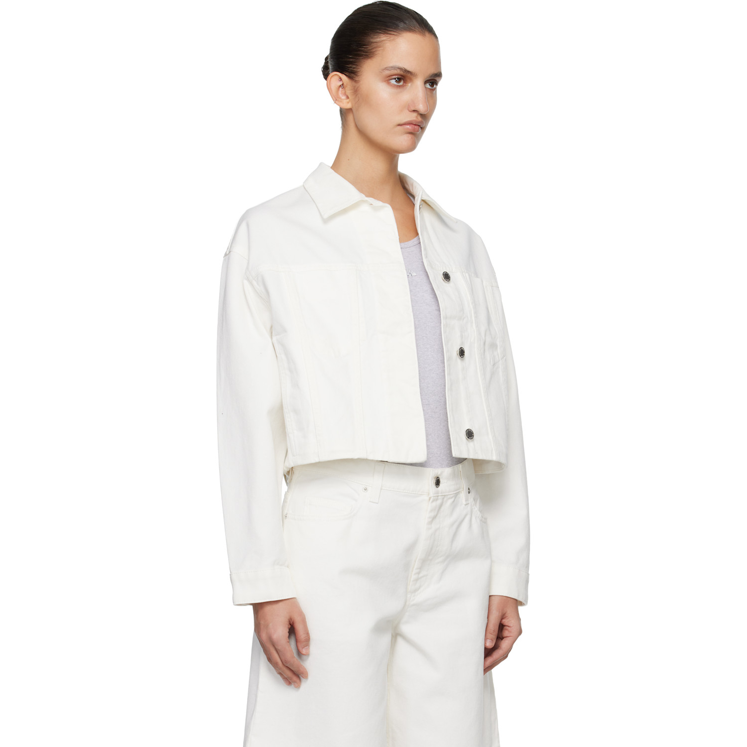  Maison Kitsuné White Denim Boxy Trucker Jacket 