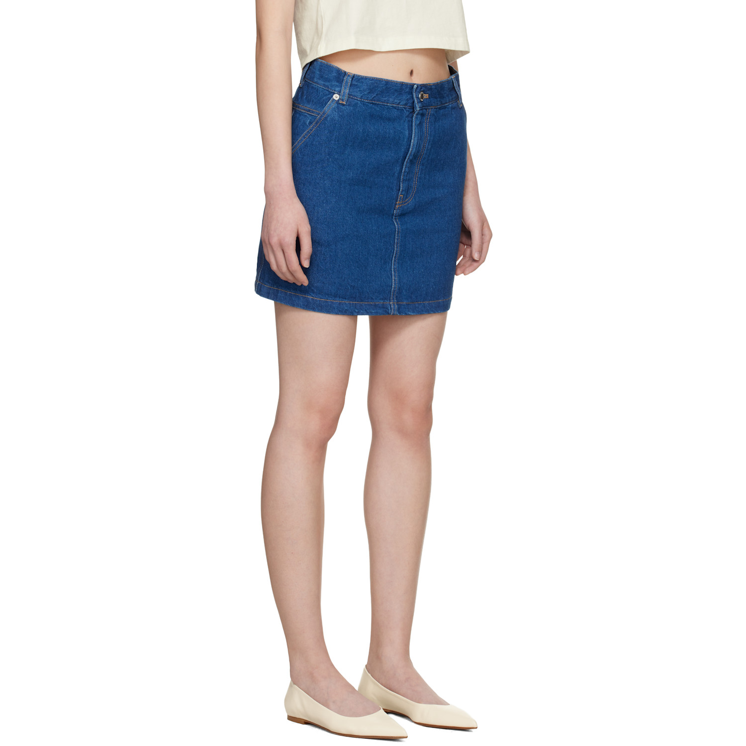  Maison Kitsuné Blue High-rise Denim Miniskirt 