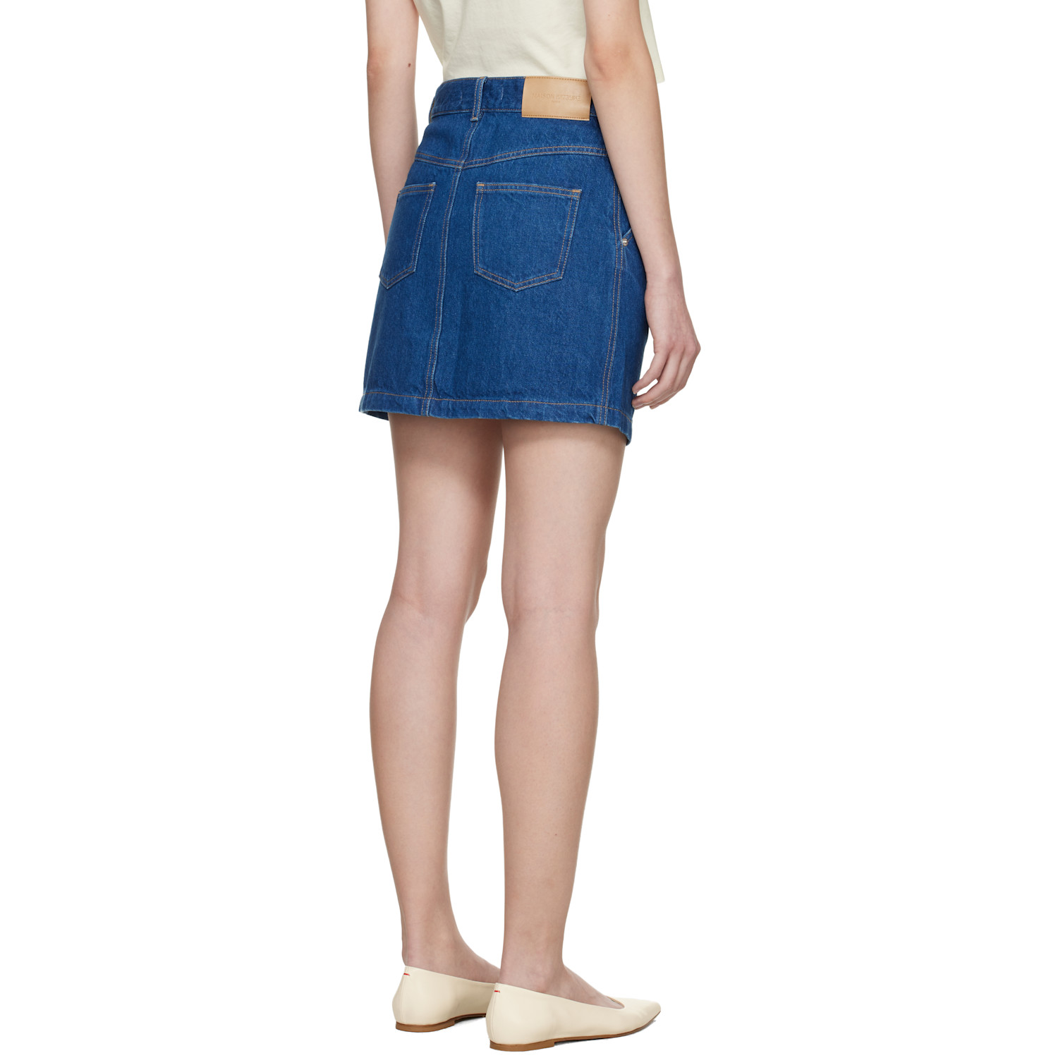  Maison Kitsuné Blue High-rise Denim Miniskirt 