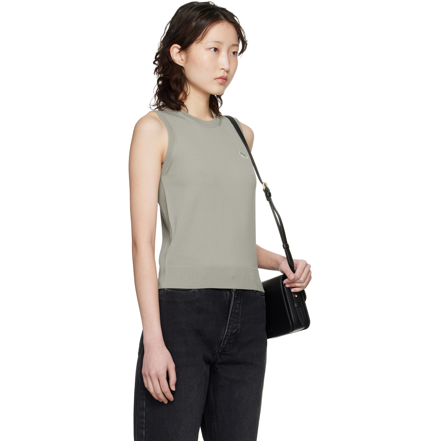  Maison Kitsuné Beige Baby Fox Fine Merino Sweater Vest 