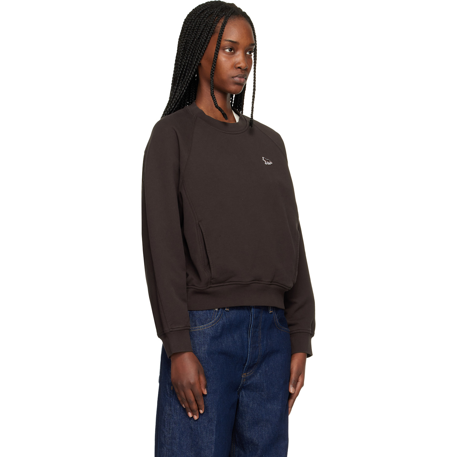  Maison Kitsuné Brown Baby Fox Open Pocket Sweatshirt 