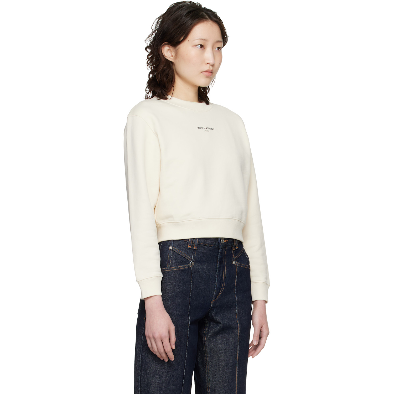  Maison Kitsuné Off-white 'maison Kitsuné Paris' Cropped Sweatshirt 