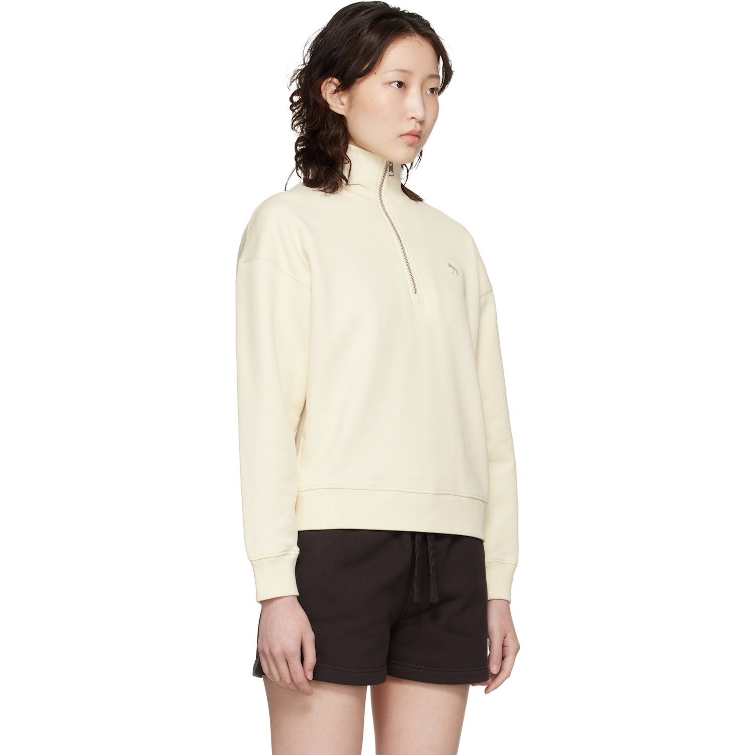  Maison Kitsuné Off-white Baby Fox Half Zip Sweatshirt 