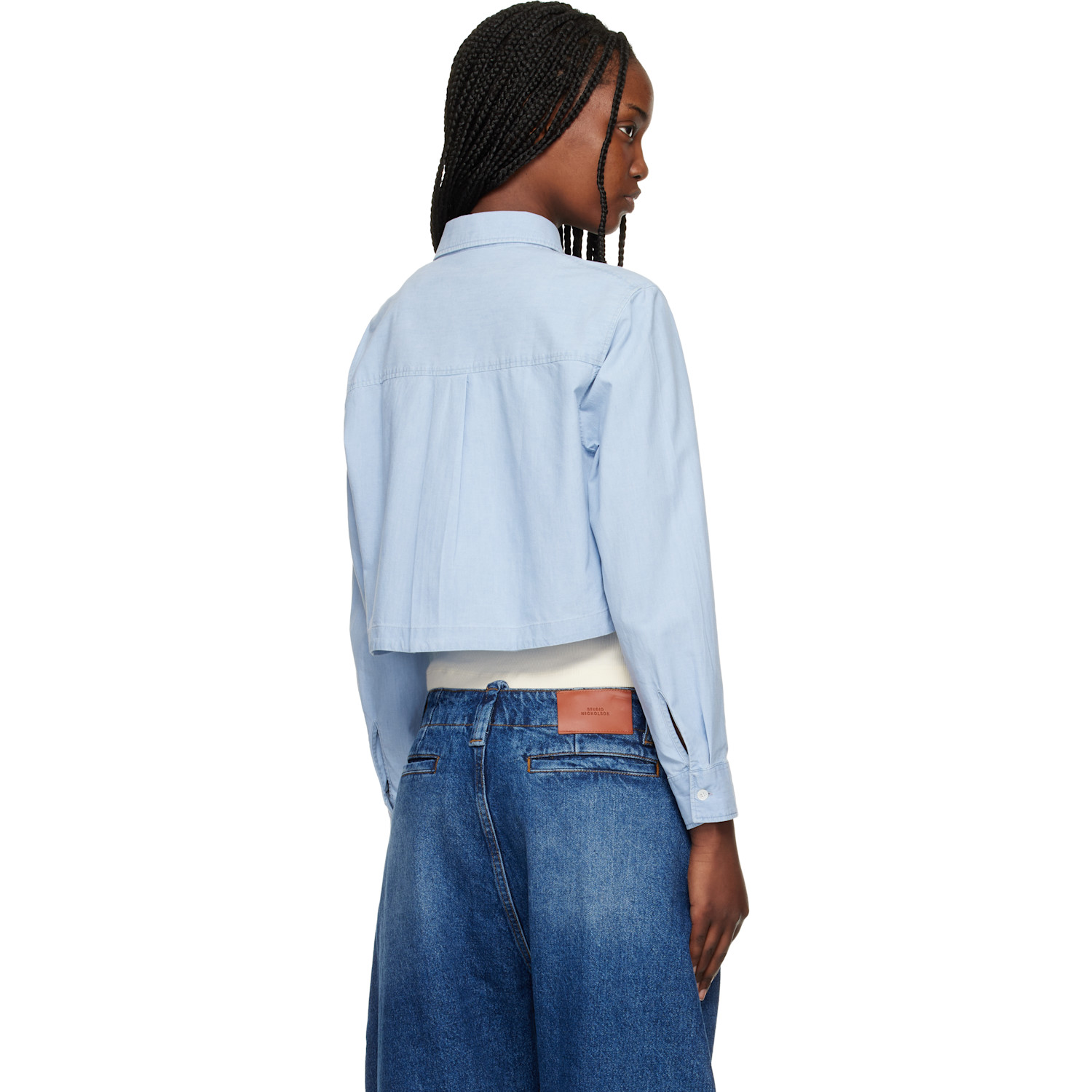  Maison Kitsuné Blue Baby Fox Cropped Shirt 