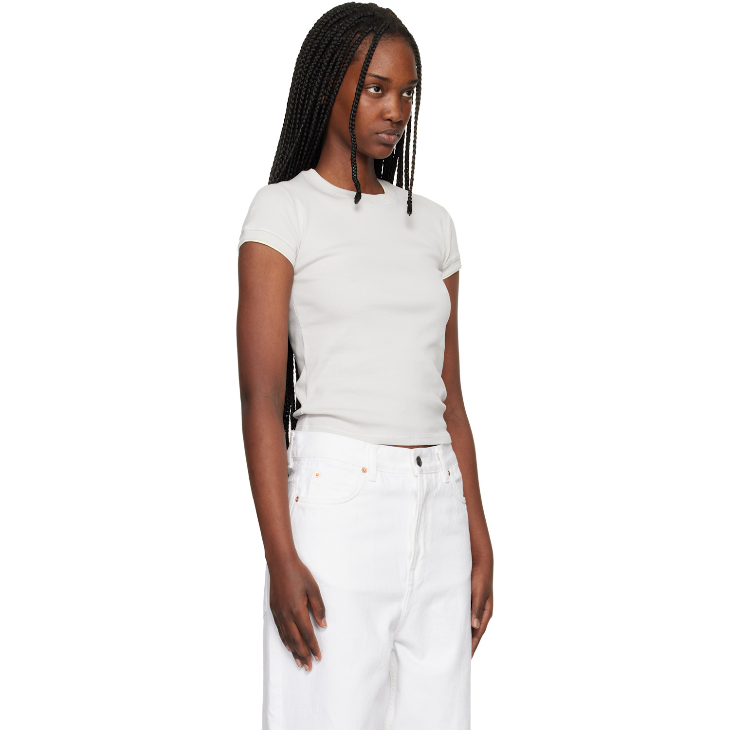  Maison Kitsuné Gray Contrasted Rib Fitted T-shirt 
