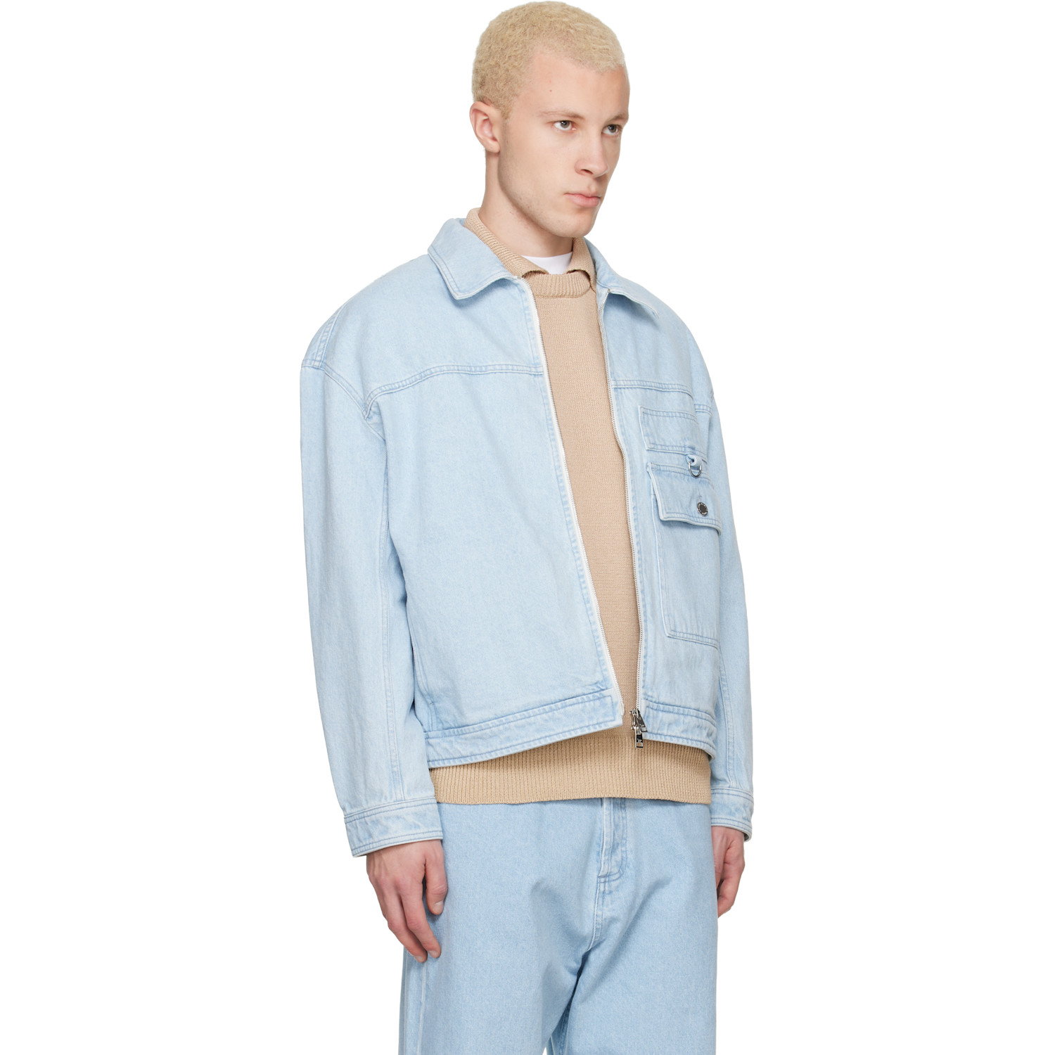 Maison Kitsuné Blue Zipped Denim Jacket 