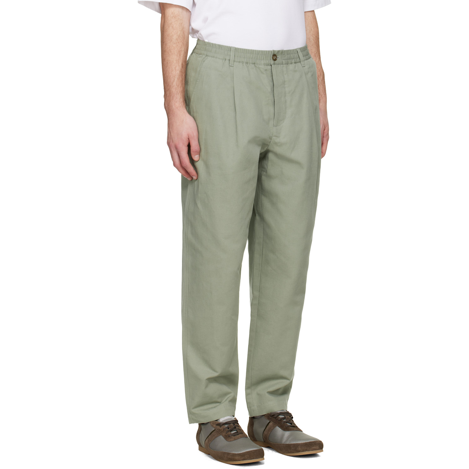  Maison Kitsuné Gray Elasticated Pleated Trousers 