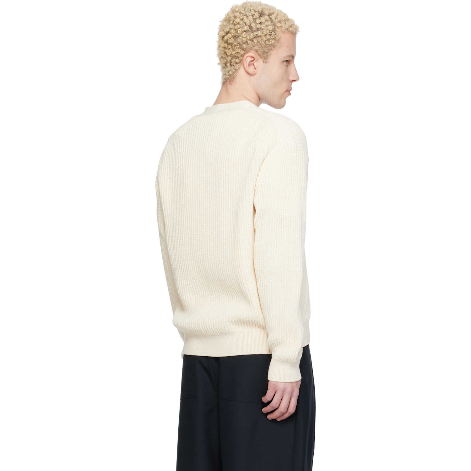  Maison Kitsuné Off-white Fox Head Cotton Ribbed Cardigan 