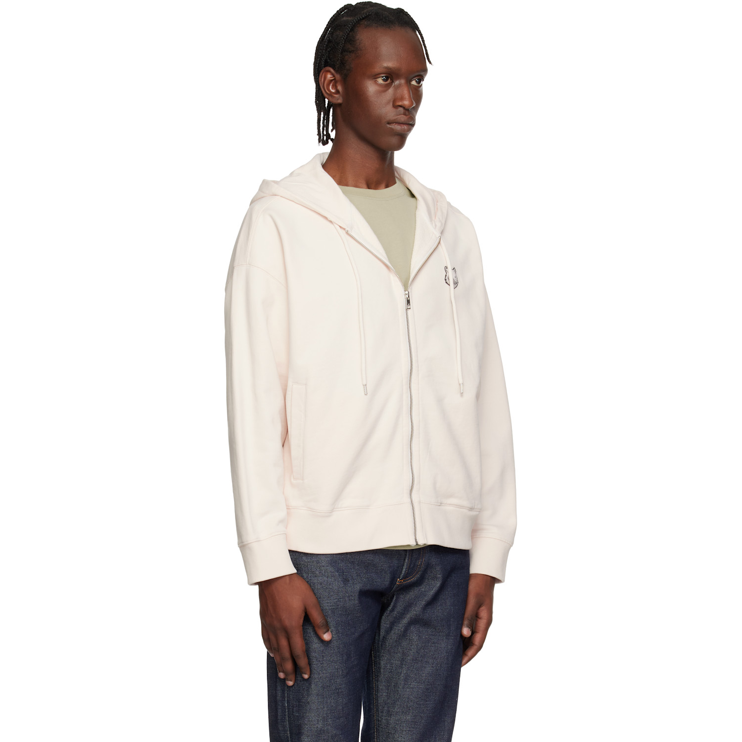  Maison Kitsuné Pink Fox Head Zipped Oversize Hoodie 