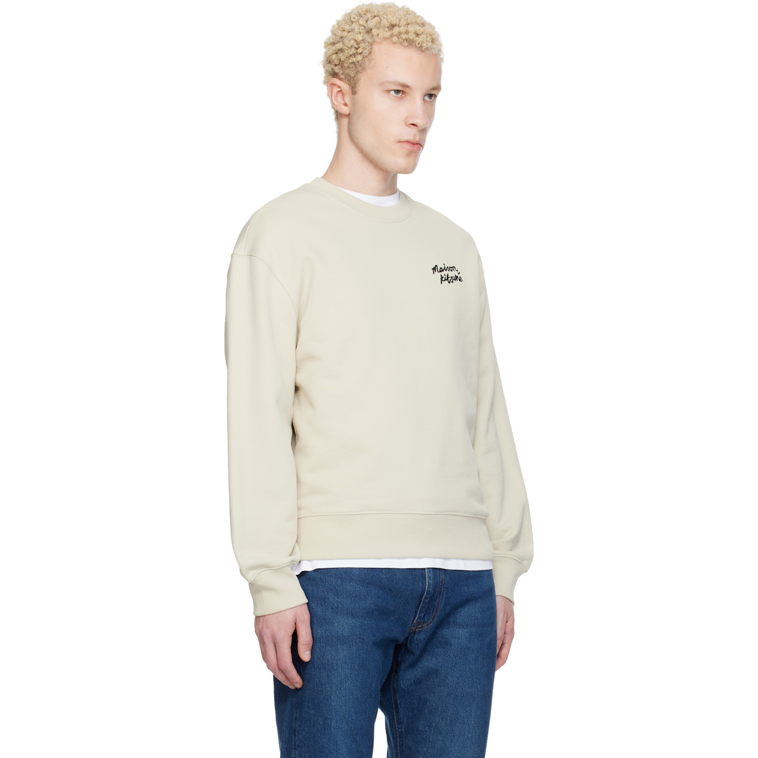  Maison Kitsuné Beige 'maison Kitsuné' Handwriting Comfort Sweatshirt 
