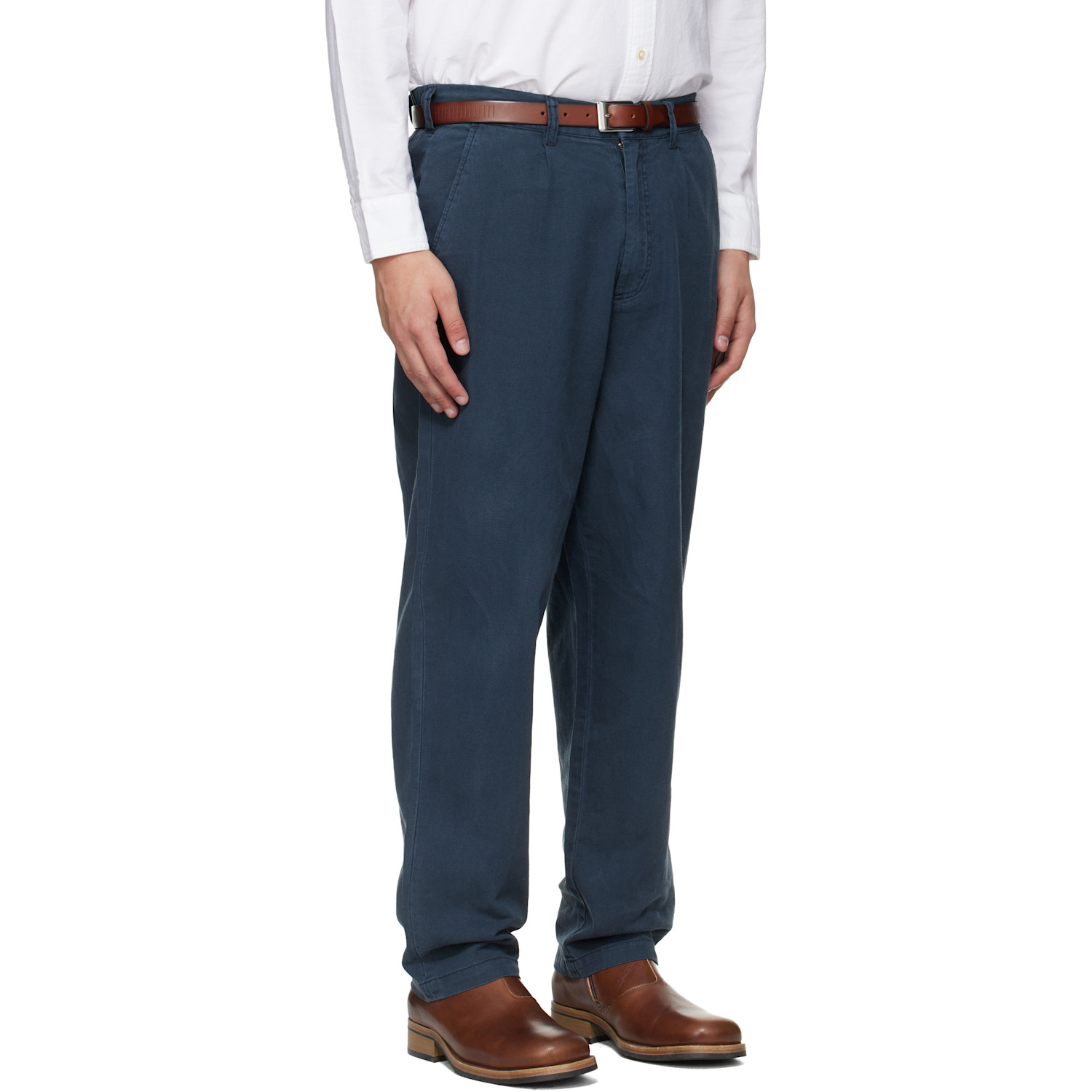  Barbour Navy Cotton Linen Relaxed Trousers 