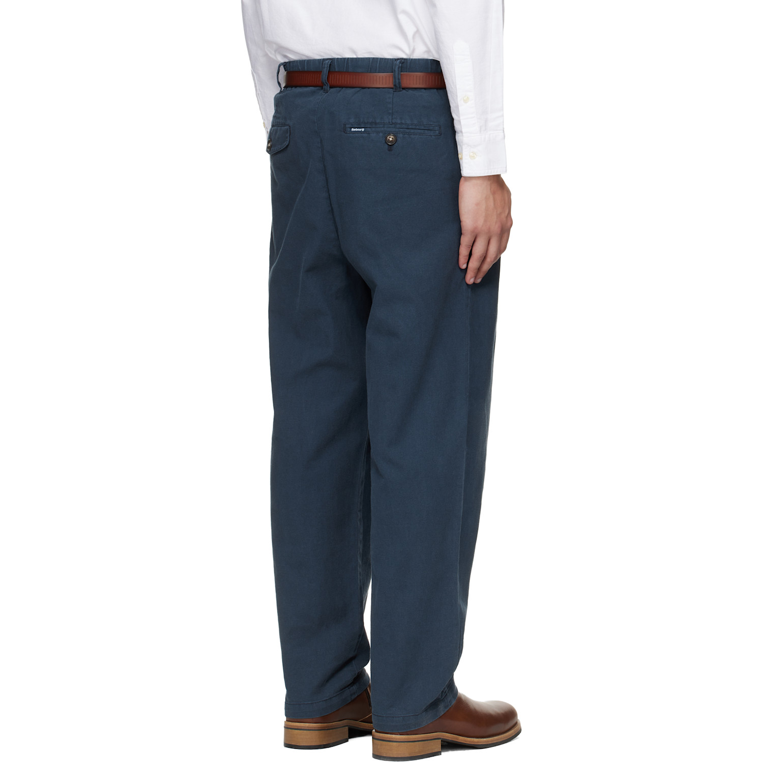  Barbour Navy Cotton Linen Relaxed Trousers 