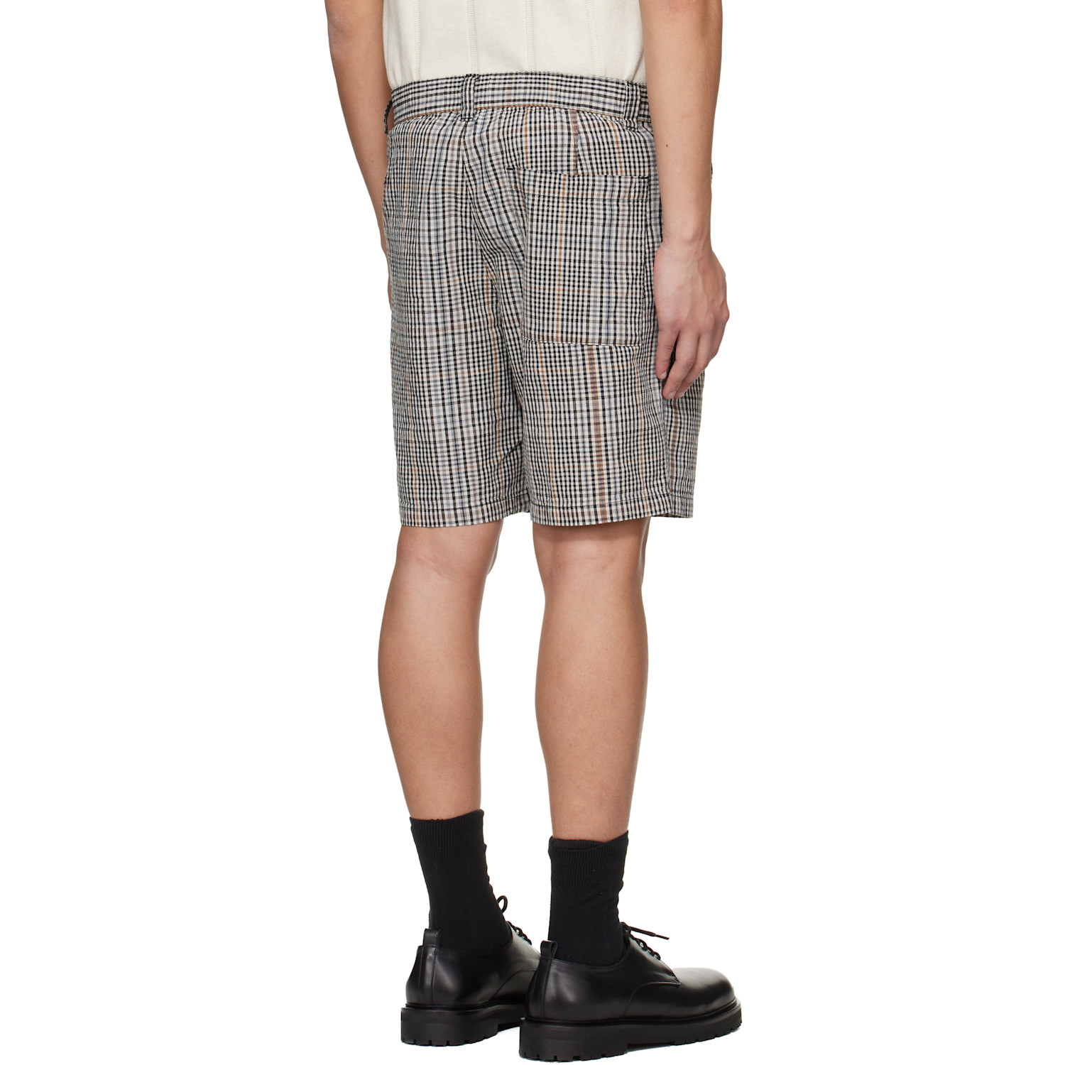  Barbour Off-white & Black Fife Checked Shorts 